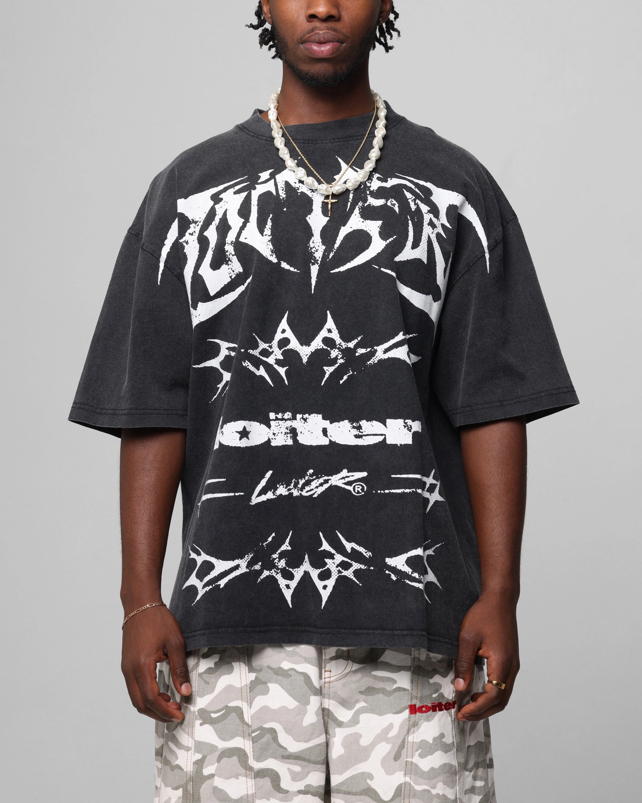 Loiter Metal Stacked Vintage T-Shirt Vintage Black AntiBacterialTreatment