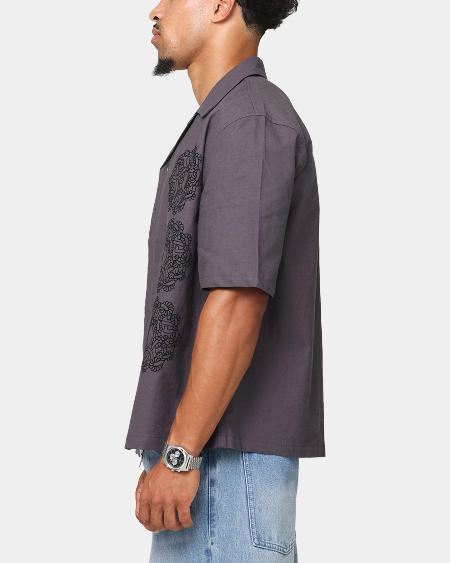 Trendsetter Choice Saint Morta Gardenia Button Up Shirt Black Shadow