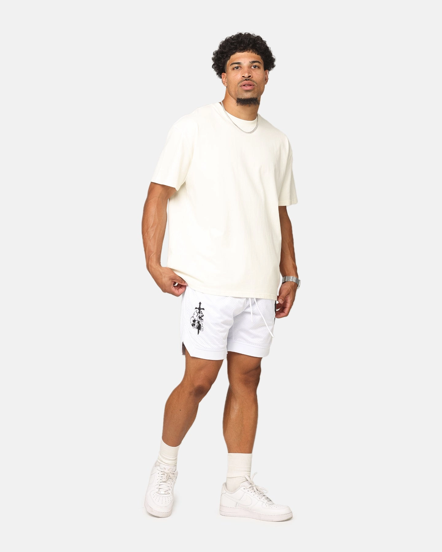 Static Resistant Fibers Saint Morta La Rambla Basketball Shorts White