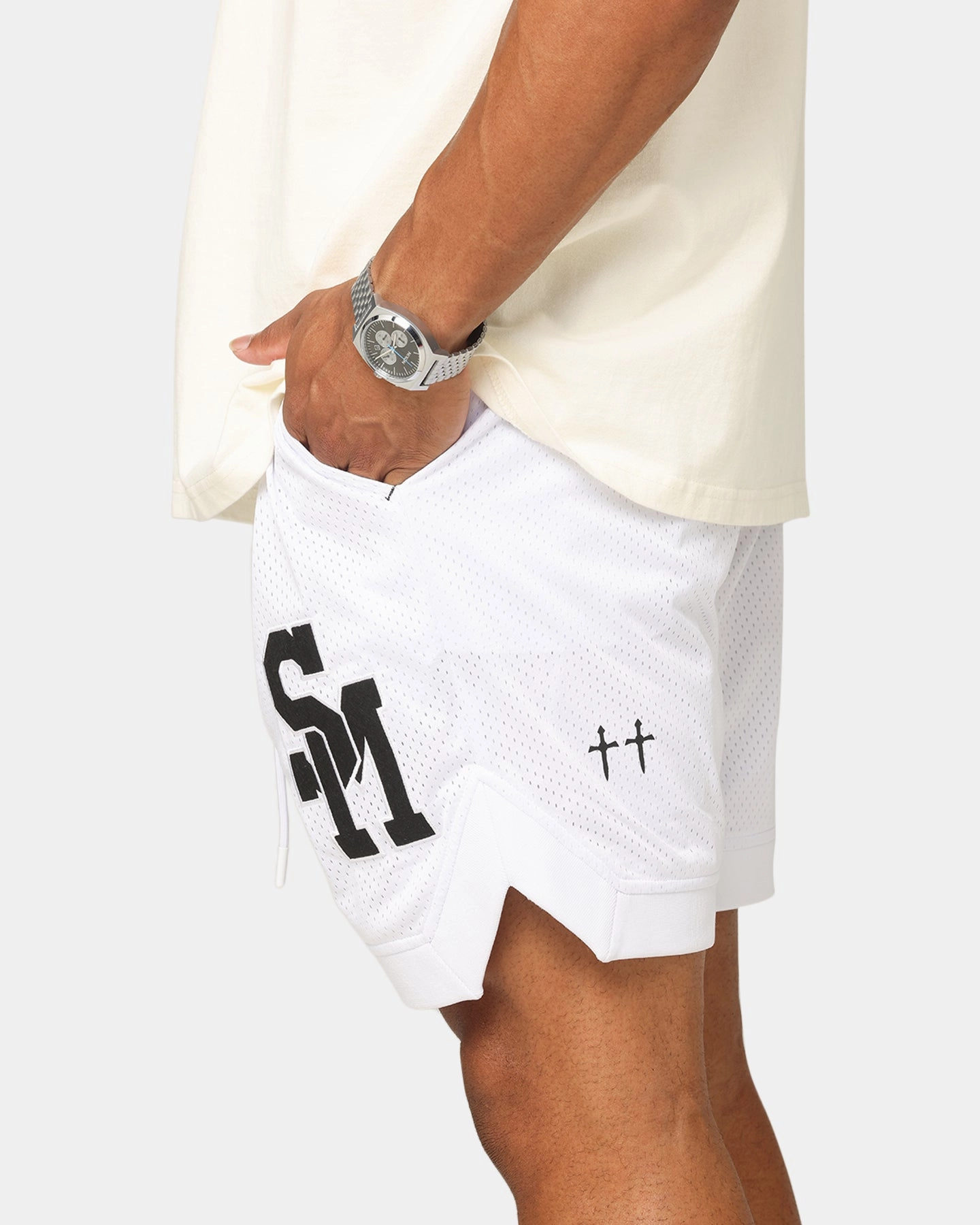 Saint Morta La Rambla Basketball Shorts White Soft Waist Warm Layers
