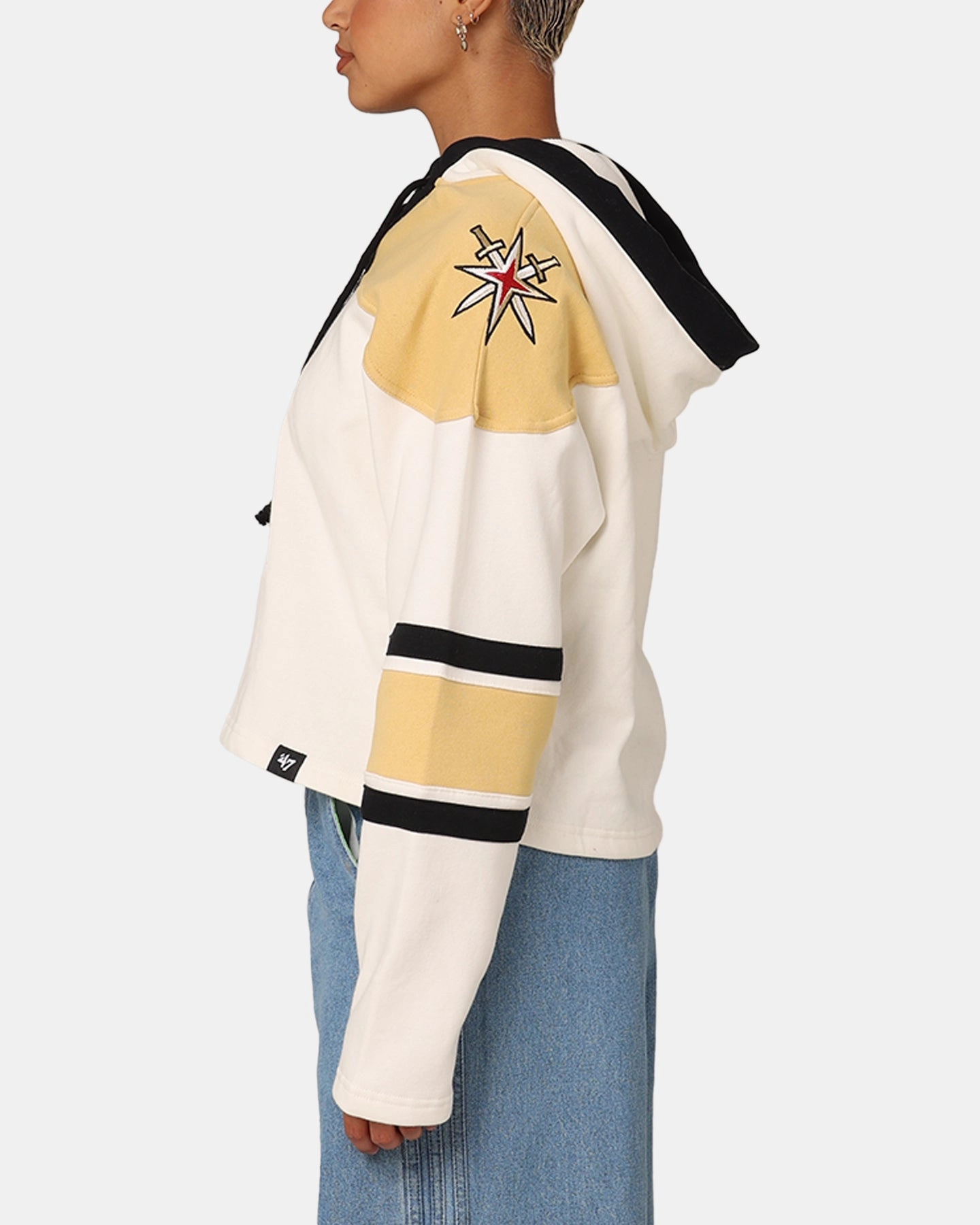 High-Tech Jacket 47 Brand Women's Vegas Golden Knights Cropped Lacer Hoodie White Wash