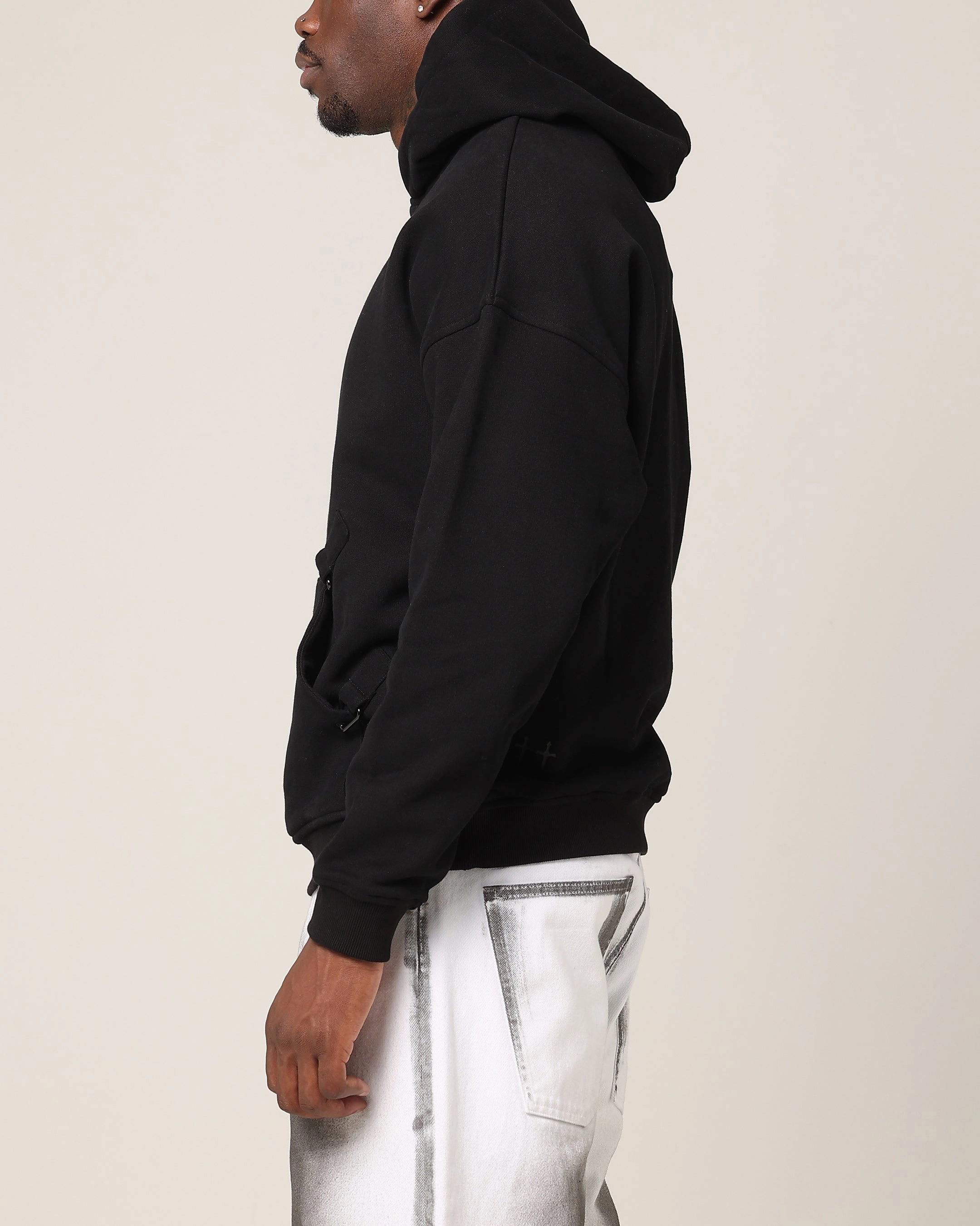 Hooded Storage Compartment Bonded Zippers Saint Morta Raider Hoodie Black