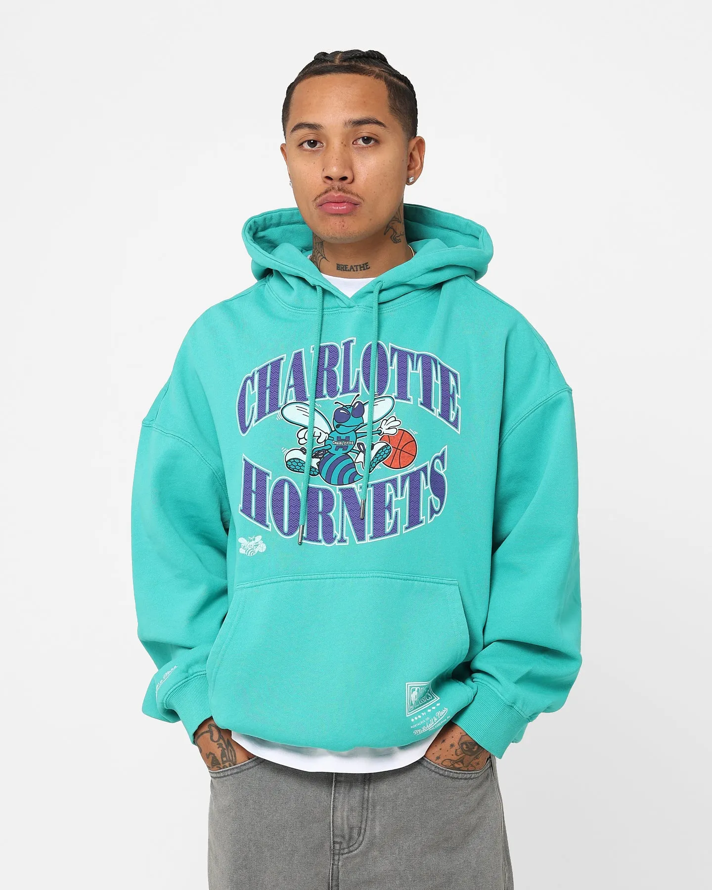 Announce Mitchell & Ness Charlotte Hornets Point Guard Hoodie Faded Teal