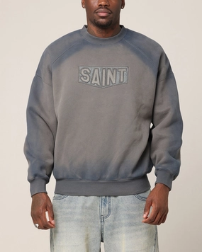 Layered Warmth Saint Morta Faded Motor Crewneck Charcoal