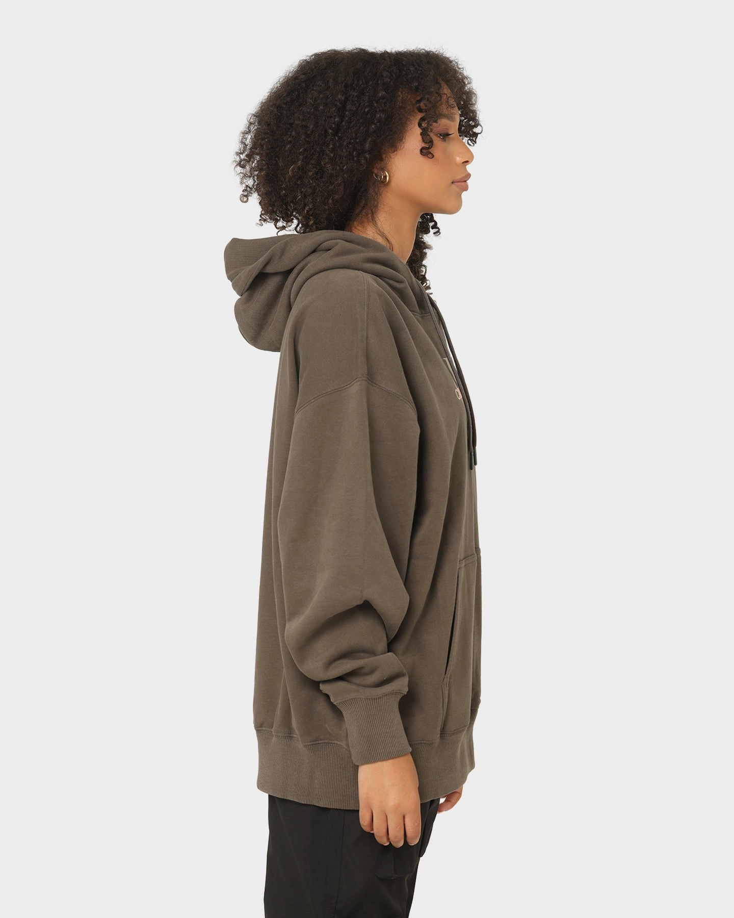 Calvin Klein Women's Mid Scale Monogram Hoodie Black/Olive Generosity