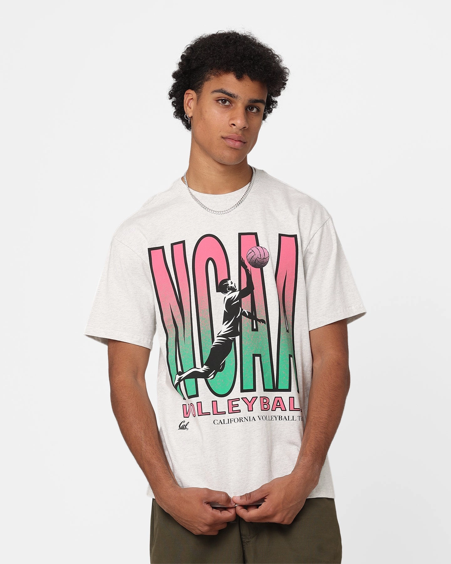 Comfort and Breathable National Collegiate Athletic Association California Volleyball Team T-Shirt Vintage White