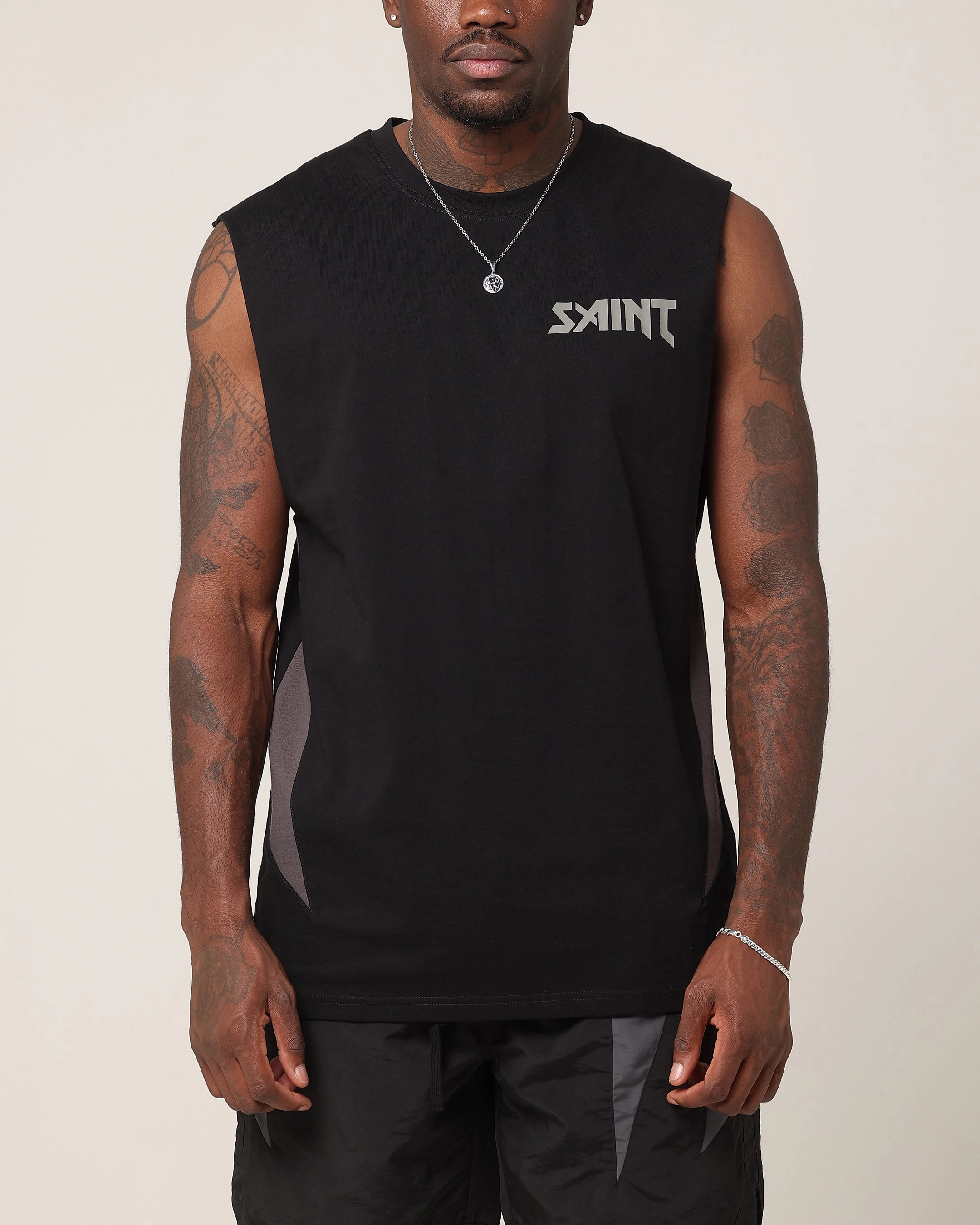 Saint Morta Rage Oversized Muscle T-Shirt Black/Grey Effortless Vibe Sporty Style Wear