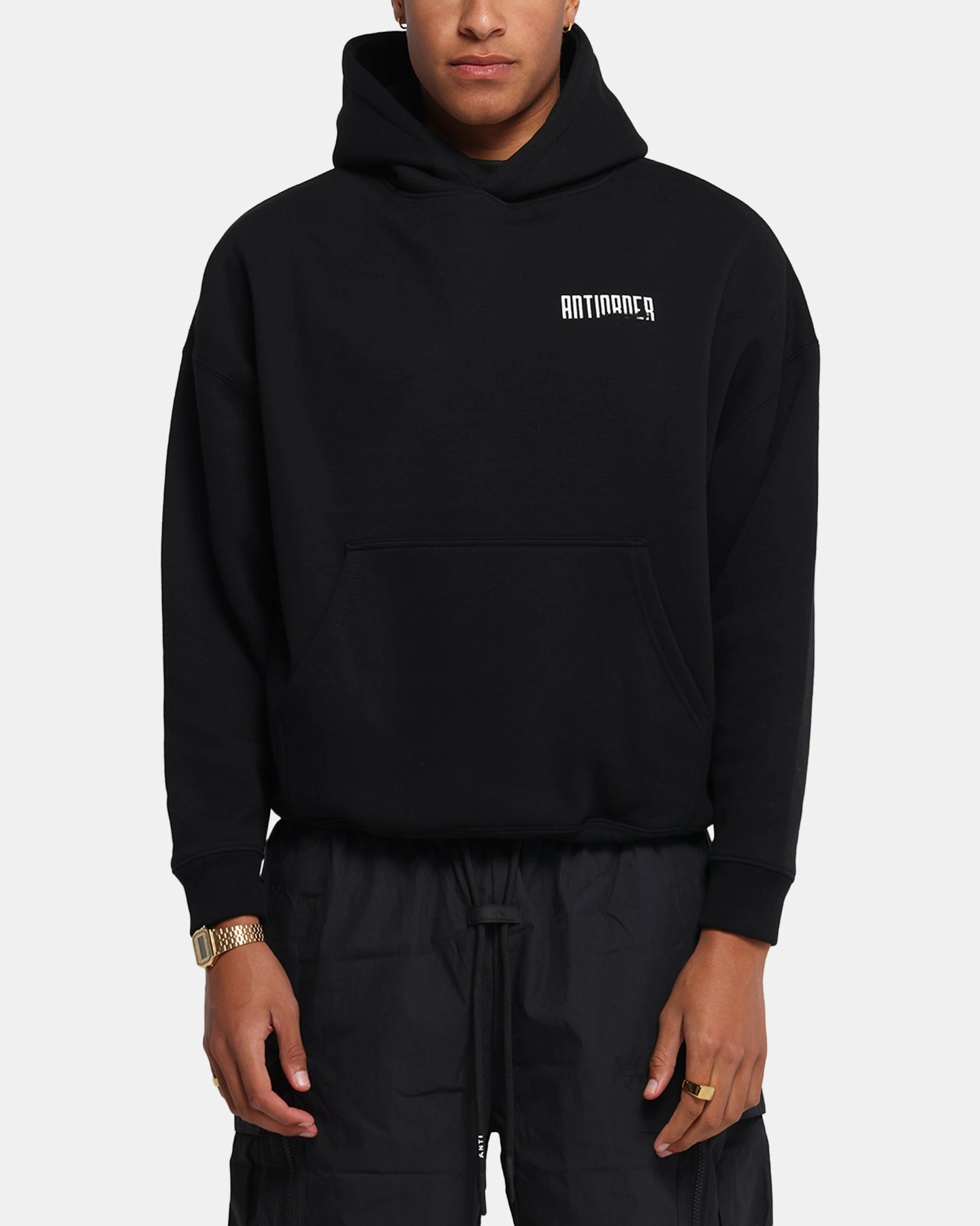 Rugged Texture The Anti Order Ryuken Boxy Hoodie Black