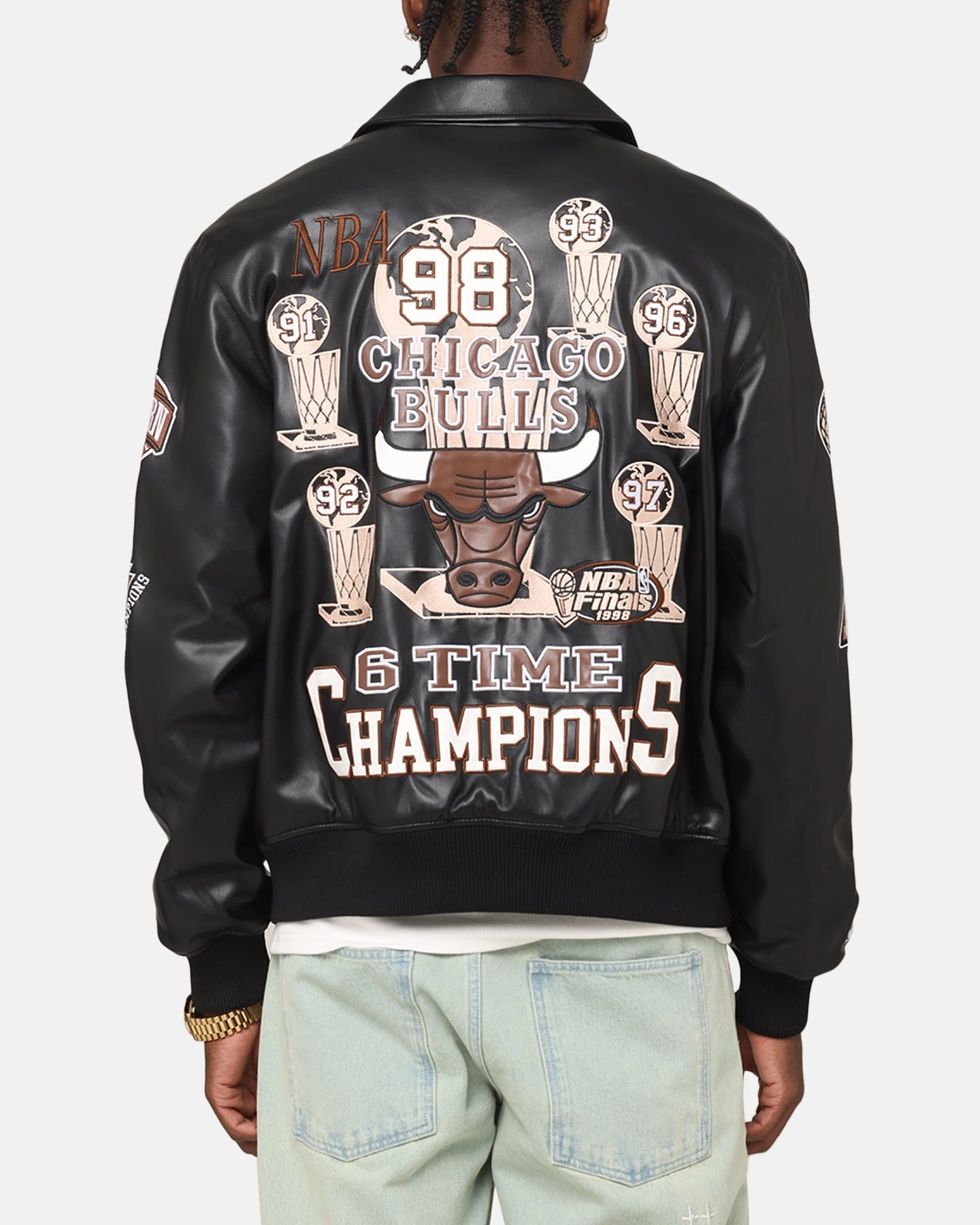 Mitchell & Ness Chicago Bulls 6 Time Jacket Black Reinforced Seams Stand