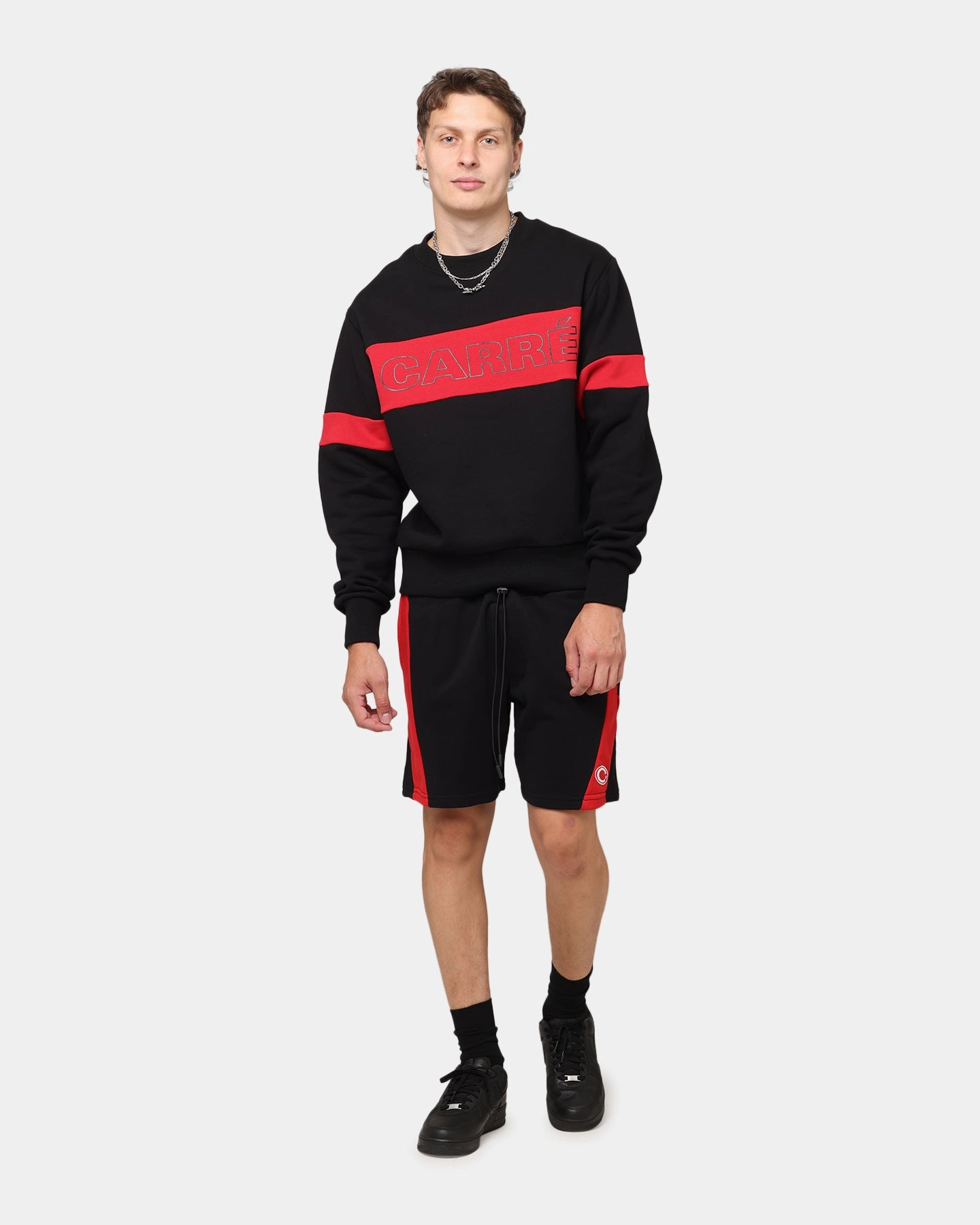 Cozy Knit Fit Chilly Knitwear Carre Bars Crewneck Black/Red