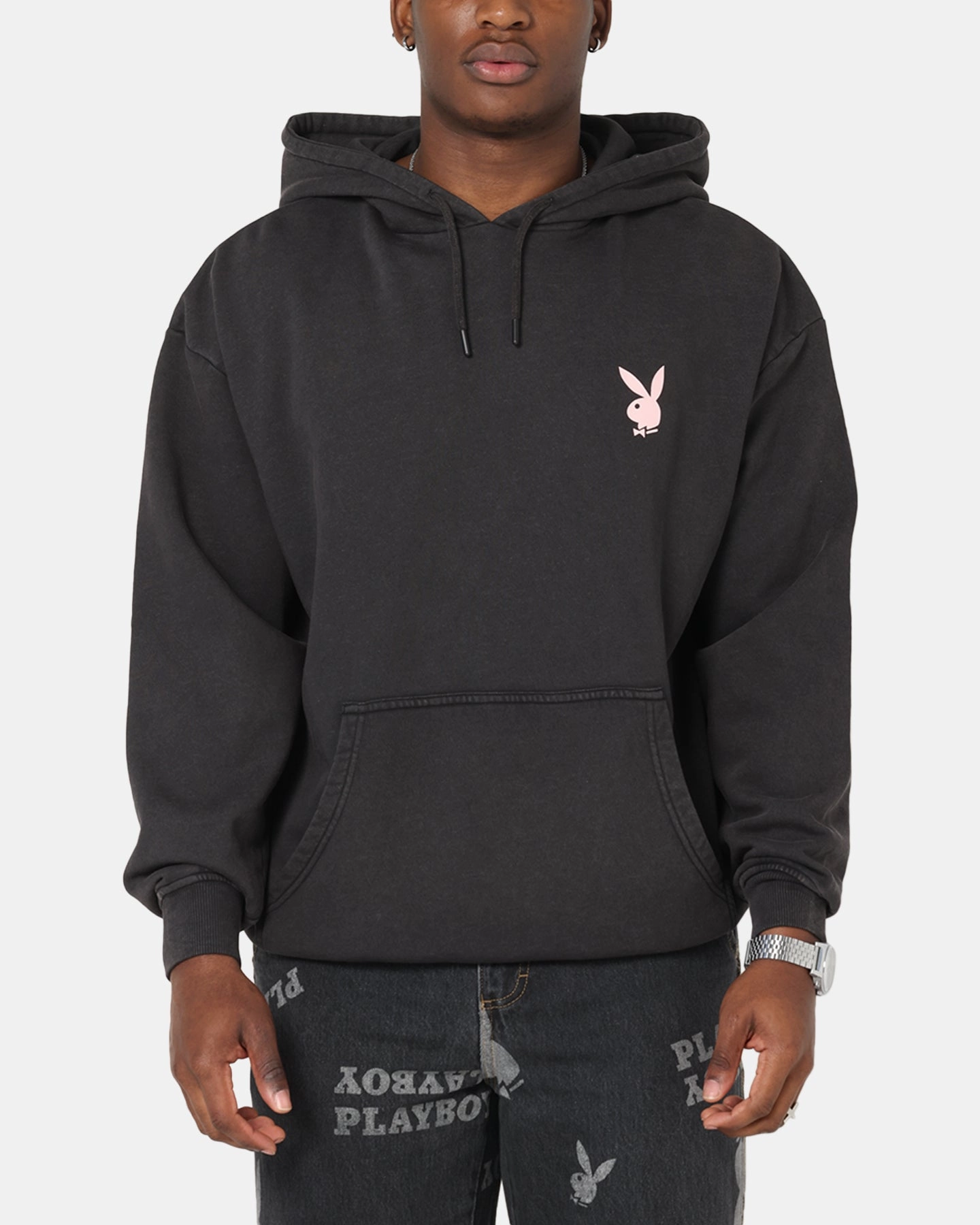 Playboy Stack Washed Hoodie Washed Black Wool blend