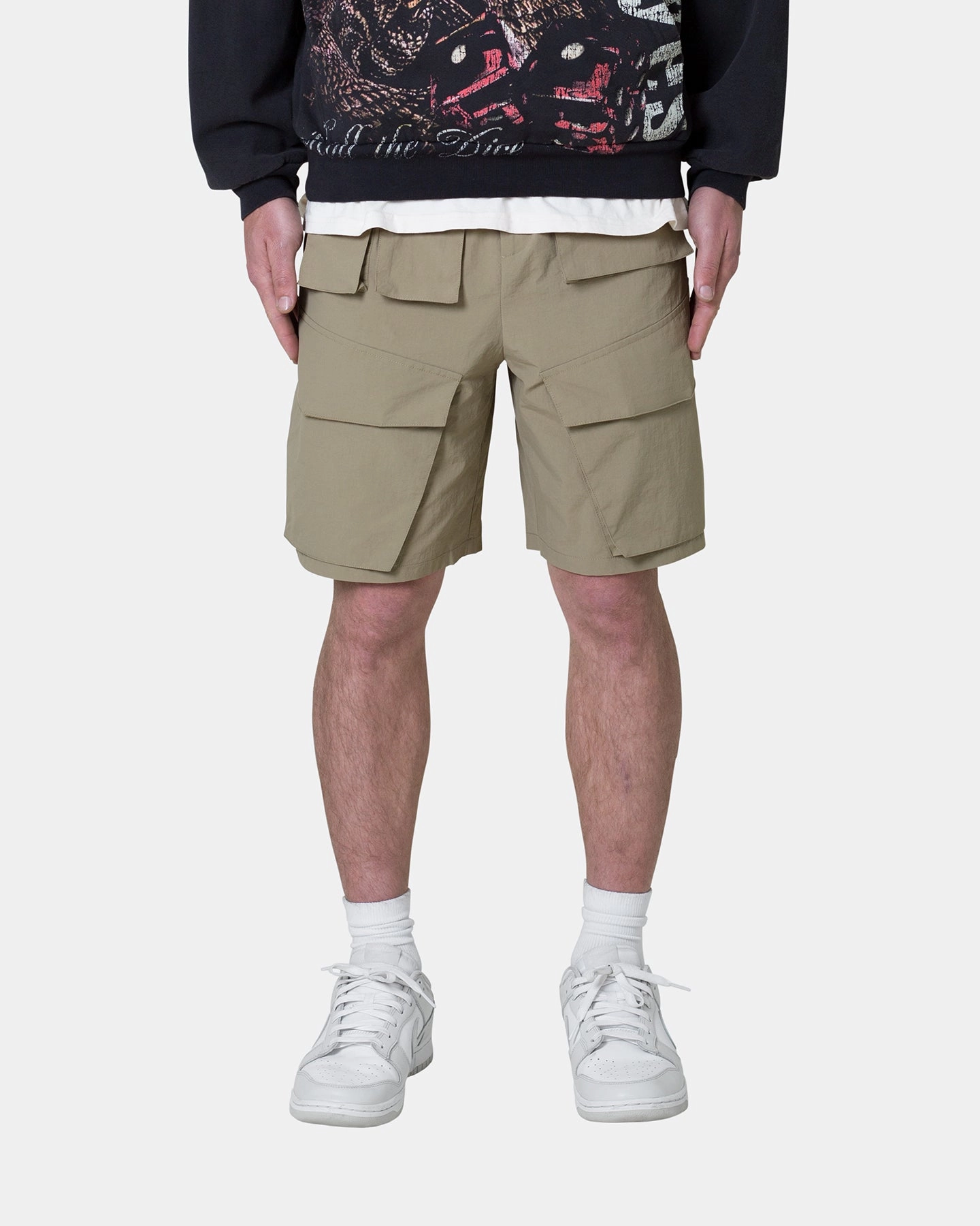 Laser Cut Edges MNML Nylon Cargo Traveler Shorts Sand