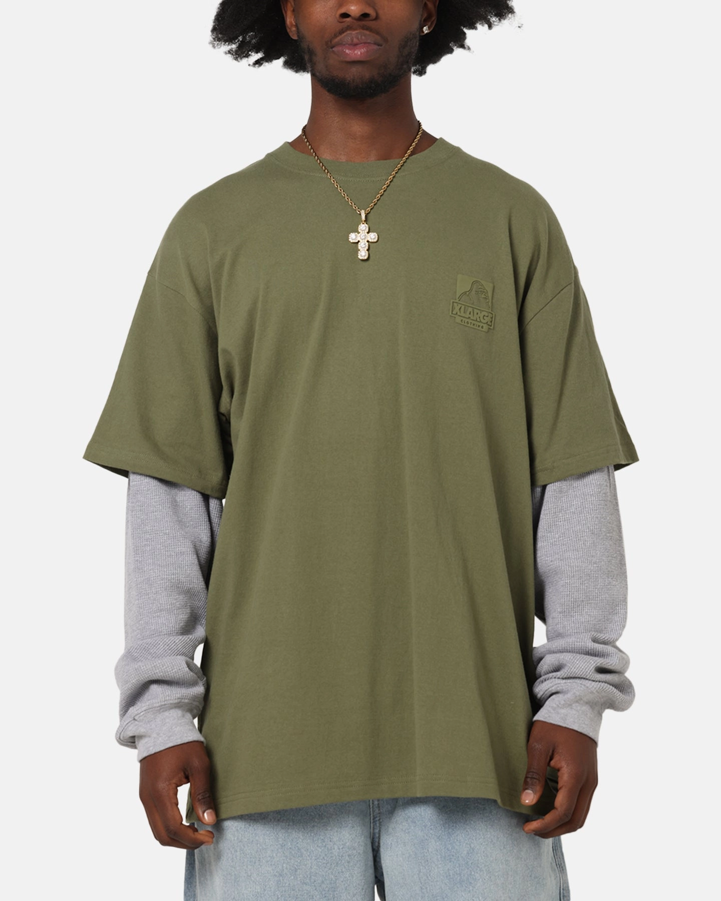 X-Large 91 Double Layer T-Shirt Pigment Olive Comfort and style