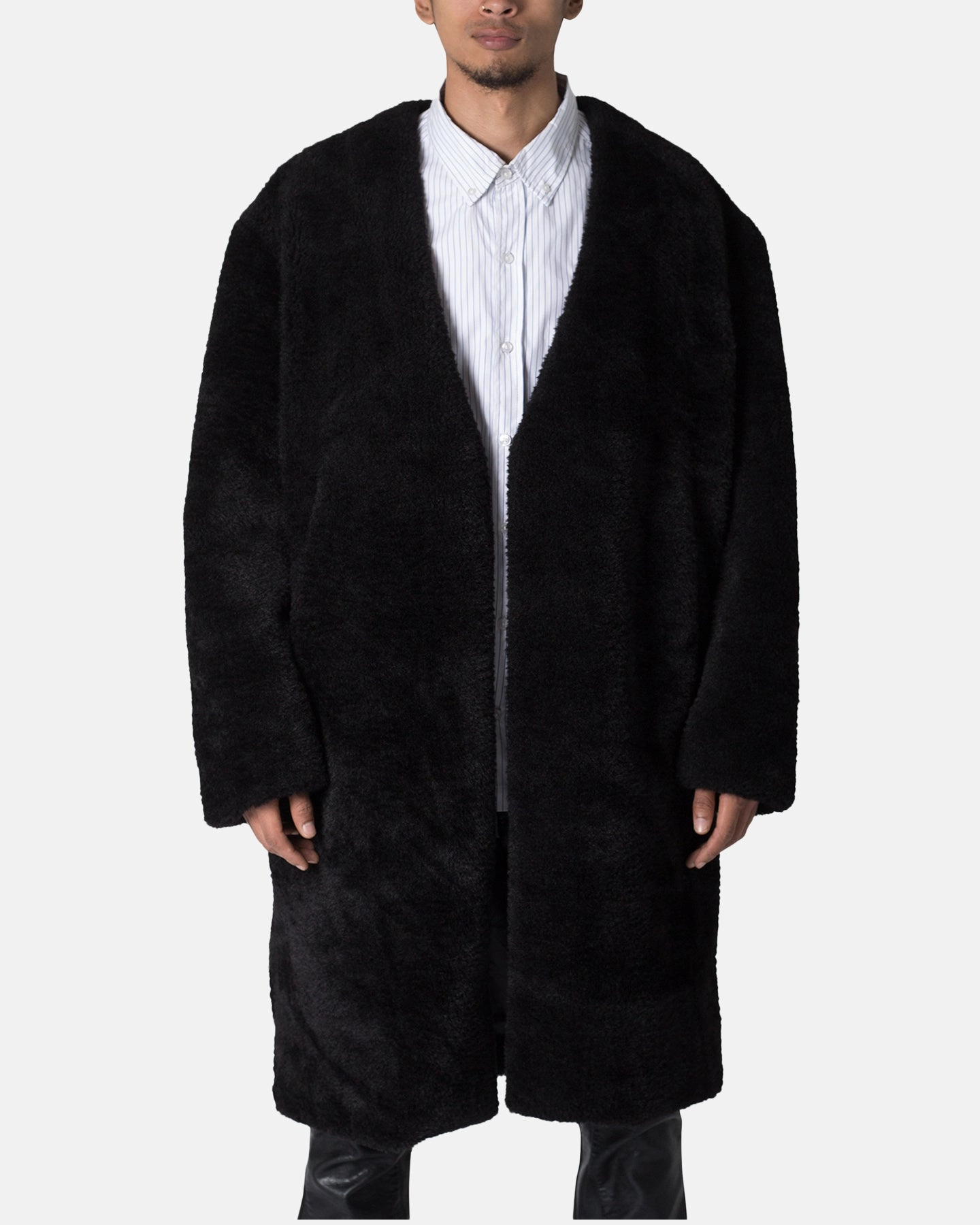 MNML Faux Fur Coat Black special - occasion wear