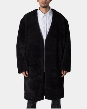 MNML Faux Fur Coat Black special - occasion wear
