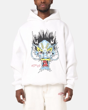 polka dot style School Days Ed Hardy Blue Dragon Hoodie White