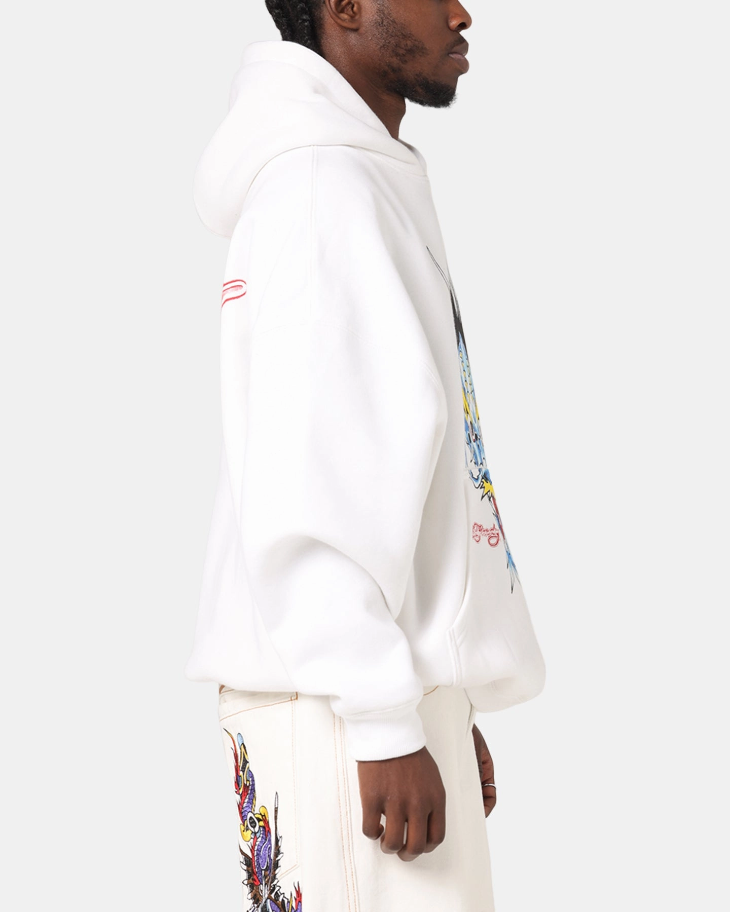 Diwali wear Zipper Closure Ed Hardy Blue Dragon Hoodie White