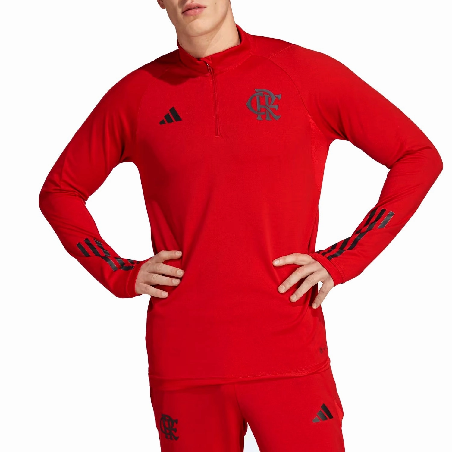 Solid Color CR Flamengo red training technical Soccer tracksuit 2023/24 - Adidas