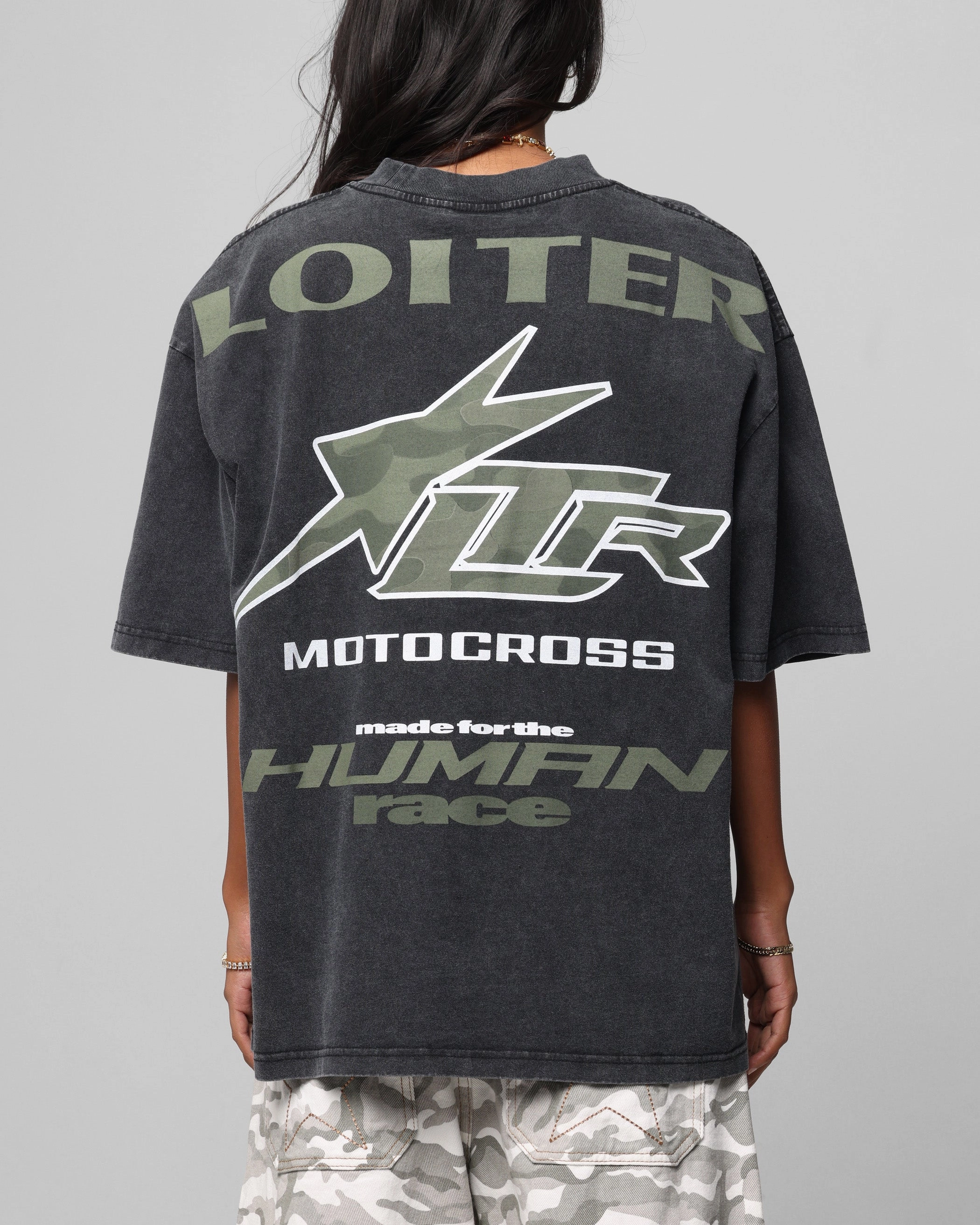 Loiter Motocross Vintage T-Shirt Vintage Black Low Impact Dye