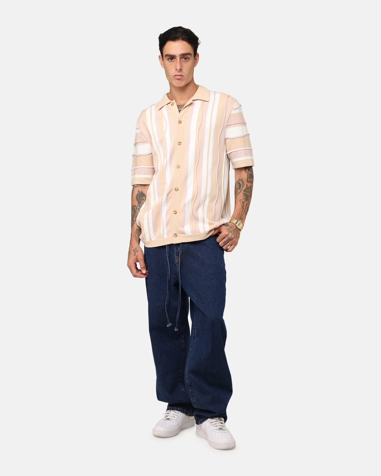 Trendy Apparel XXIII Coogee Button Up Shirt Cream/White