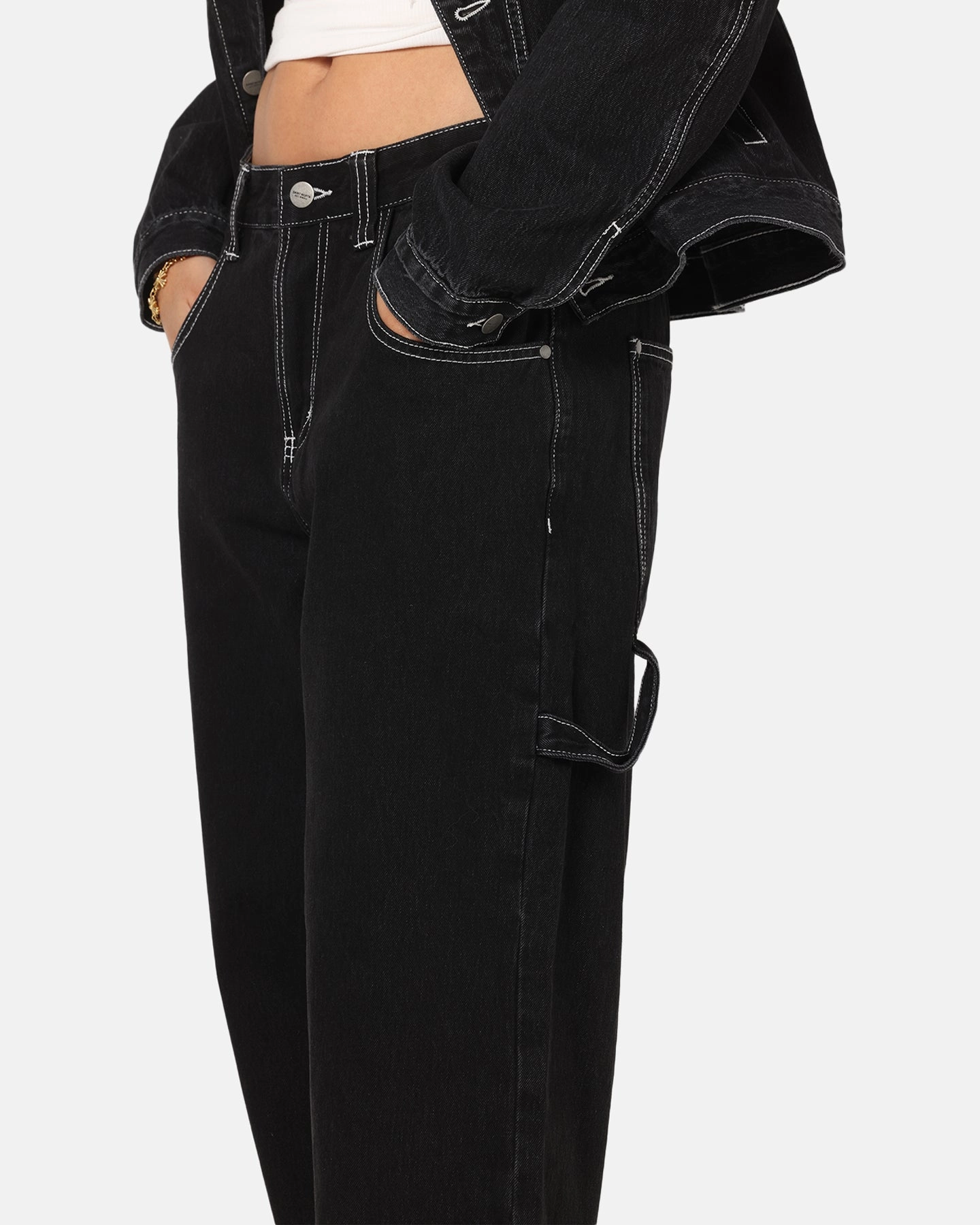 Perfect for All Closet Staple Saint Morta Amplus Fray Carpenter Jeans Contrast Black