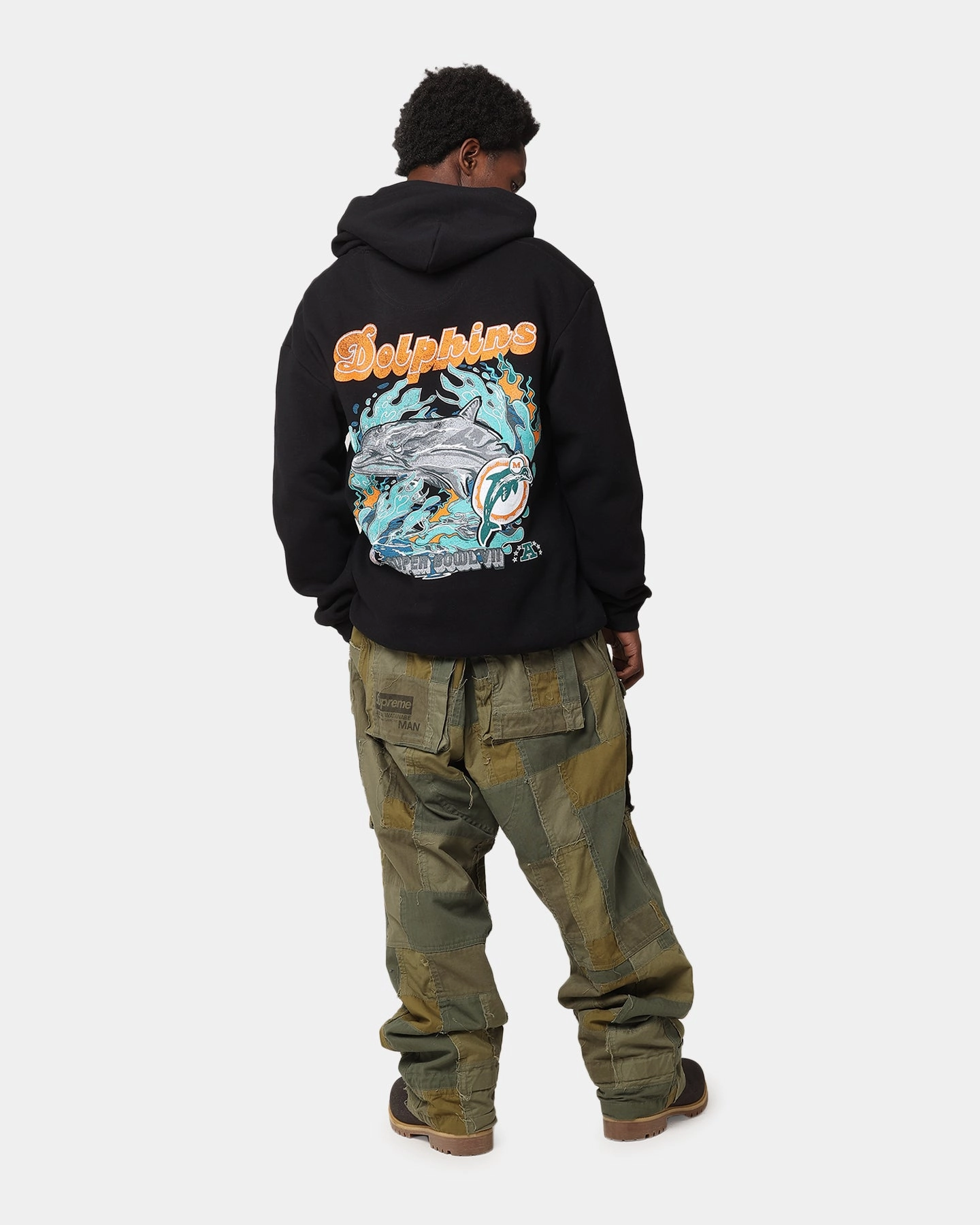 Mitchell & Ness Miami Dolphins 'Alter Ego' Flames Hoodie Faded Black synthetic leather Lifestyle Wear