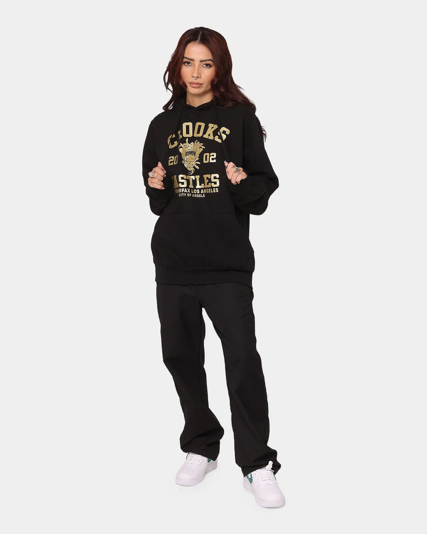 Crooks & Castles Fairfax Varsity Hoodie Hot Black/Gold Forest Hyperguard Water Resistance
