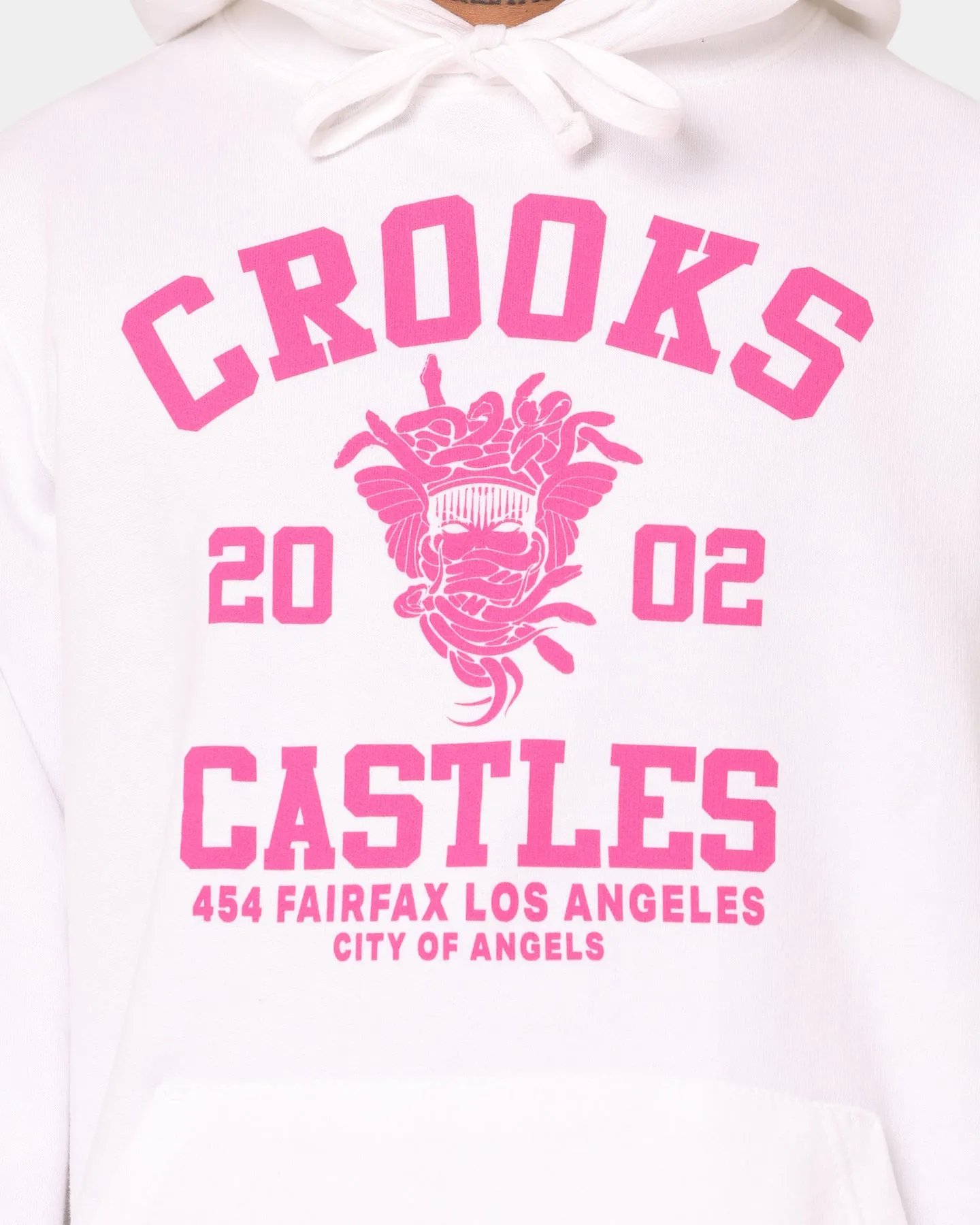 Crooks & Castles Fairfax Varsity Hoodie Hot Pink/White Mid-layer