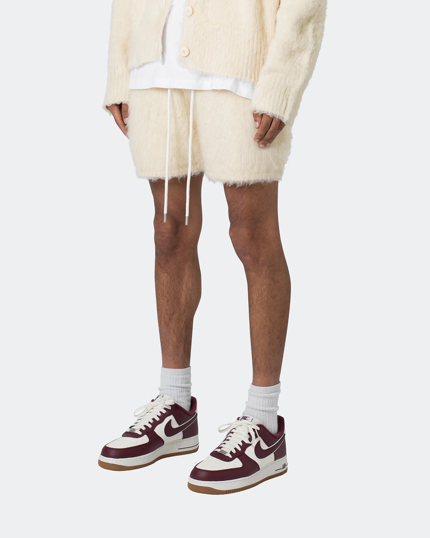 MNML Fuzzy Sweat Shorts Off White Tennis wear Lounge Fit