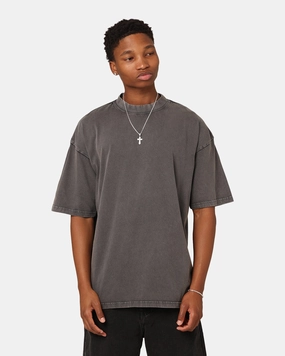 Cool and Comfortable Culture Kings Oversized Blank T-Shirt Washed Charcoal
