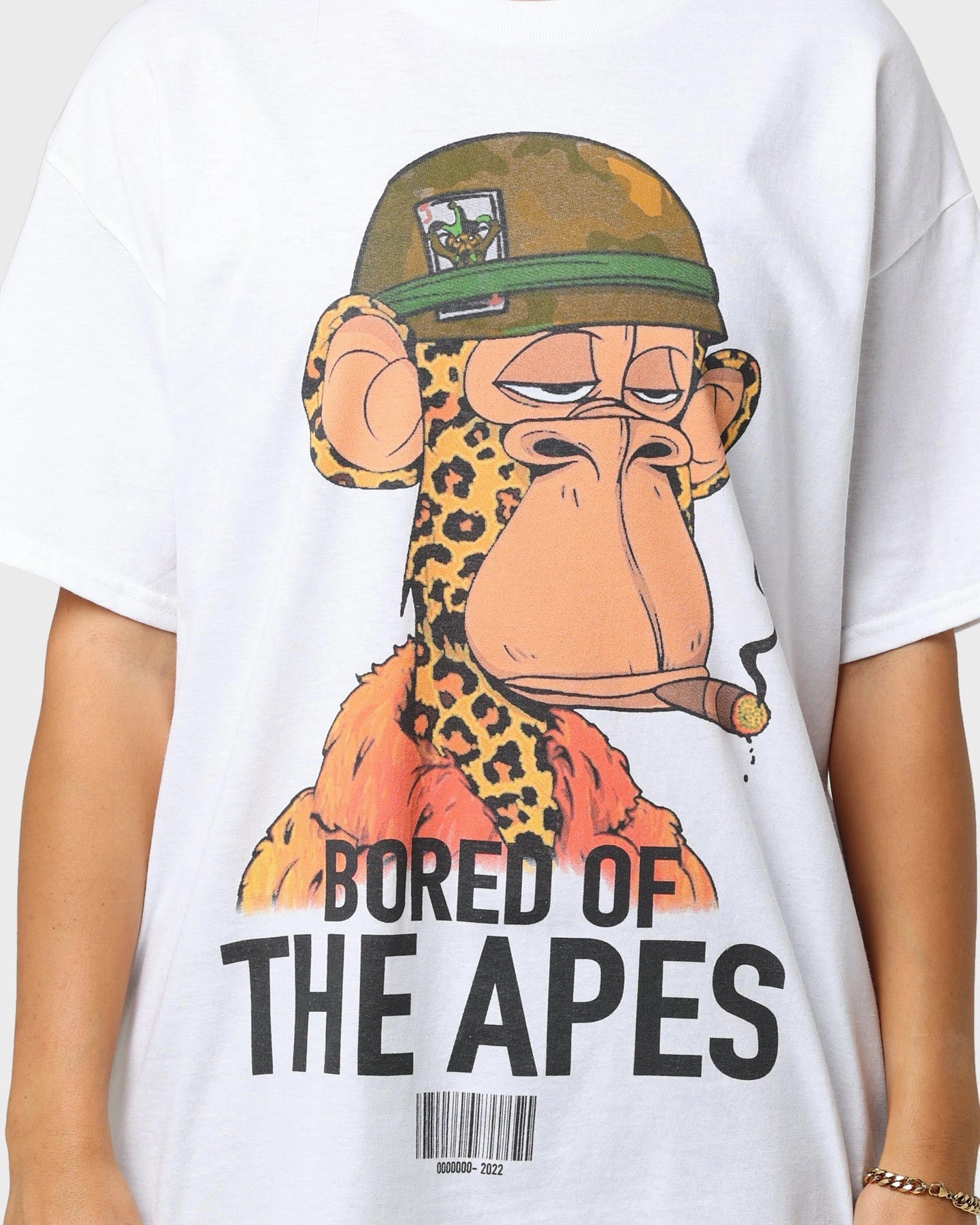 Culture Kings x Champ Medici "Bored Of The Apes" #6723 T-Shirt White Relaxed Torso Fit Fashionable Layer