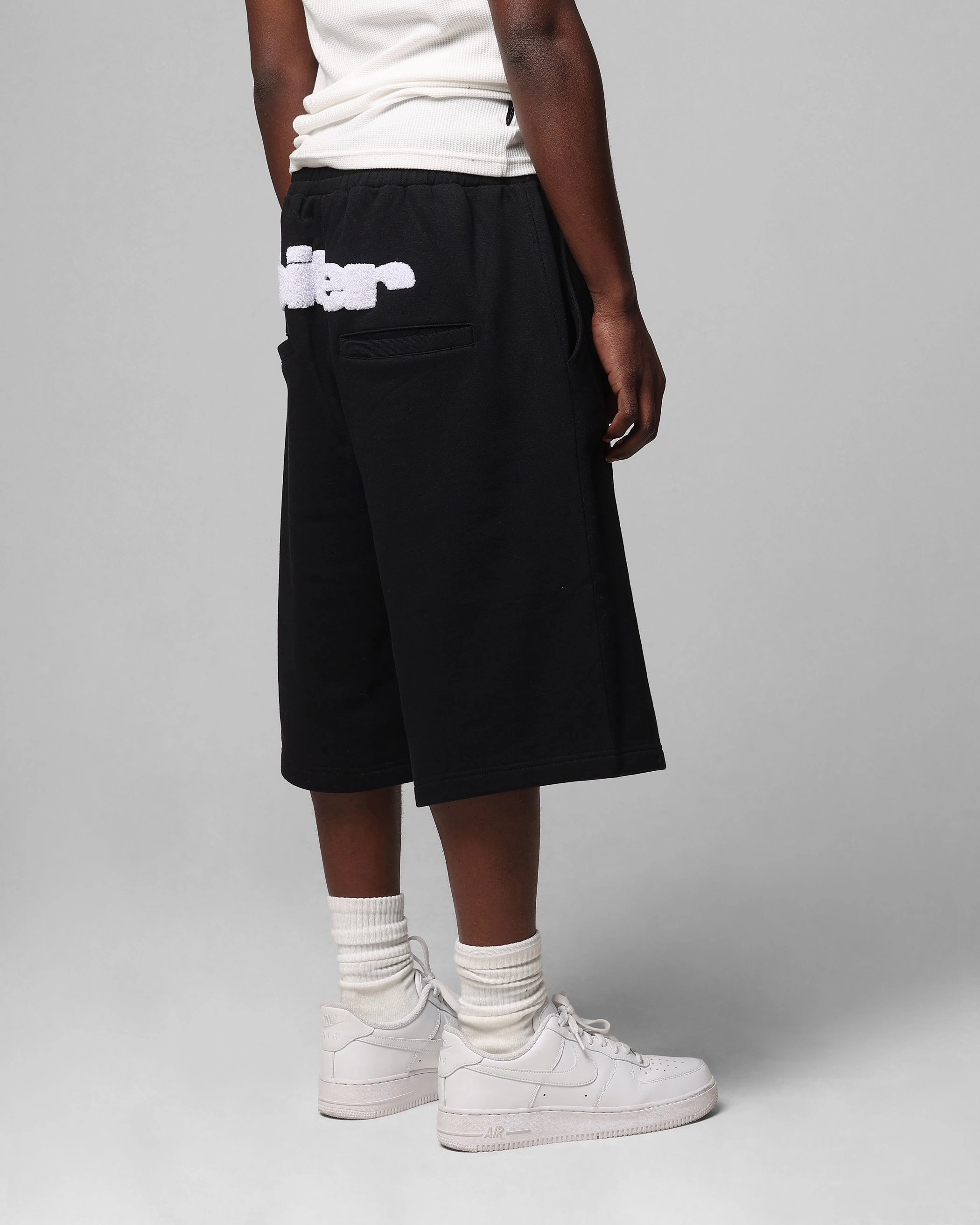 vest Rubberized Waistband Loiter Premium Essentials Sweat Shorts Black