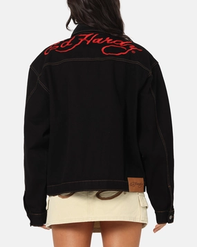 FullLengthZip Portray Ed Hardy Coach Denim Jacket Black