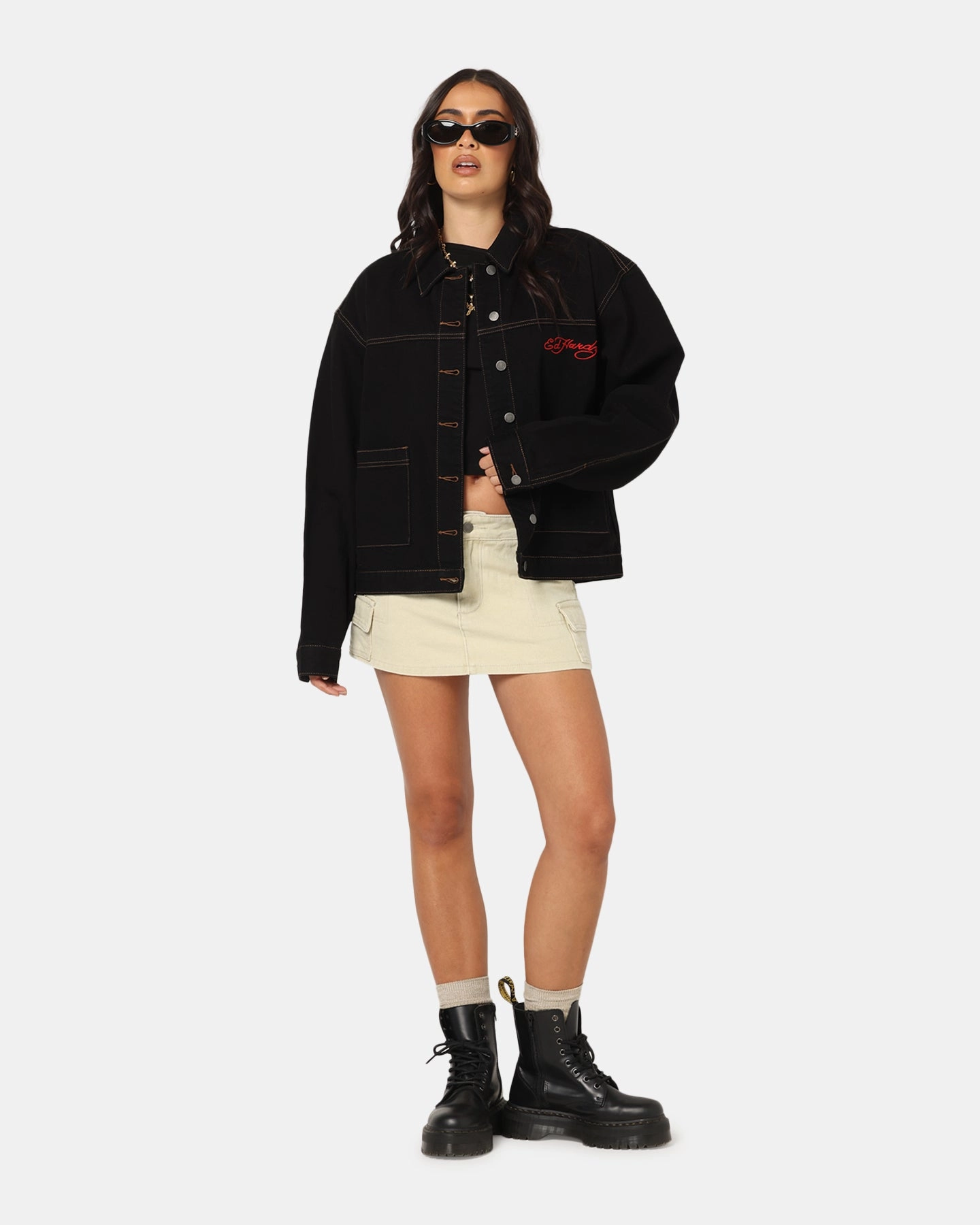 Ed Hardy Coach Denim Jacket Black Durable Material