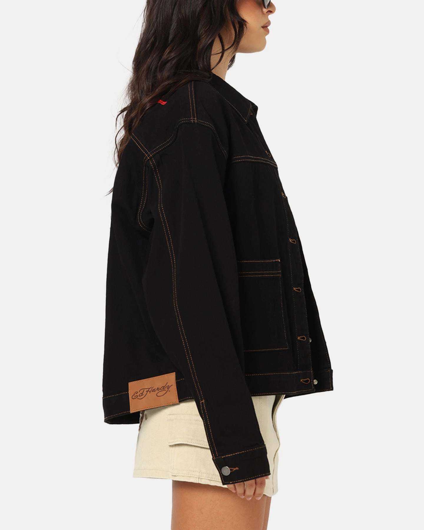 Cold-Weather Comfort Ed Hardy Coach Denim Jacket Black