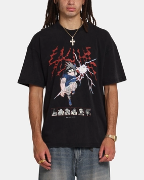 73 Studio X Naruto Sasuke Abandon Vintage T-Shirt Black Acidwash Moisture Management Technology On-the-Go Fashion