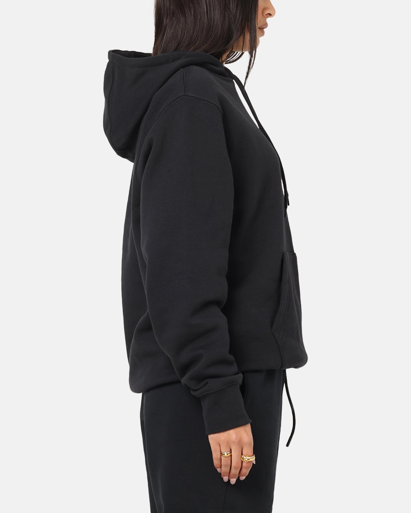 Nike Club Pullover Fleece Hoodie Black/Black/White Moisture Wicking Finish stretchy texture