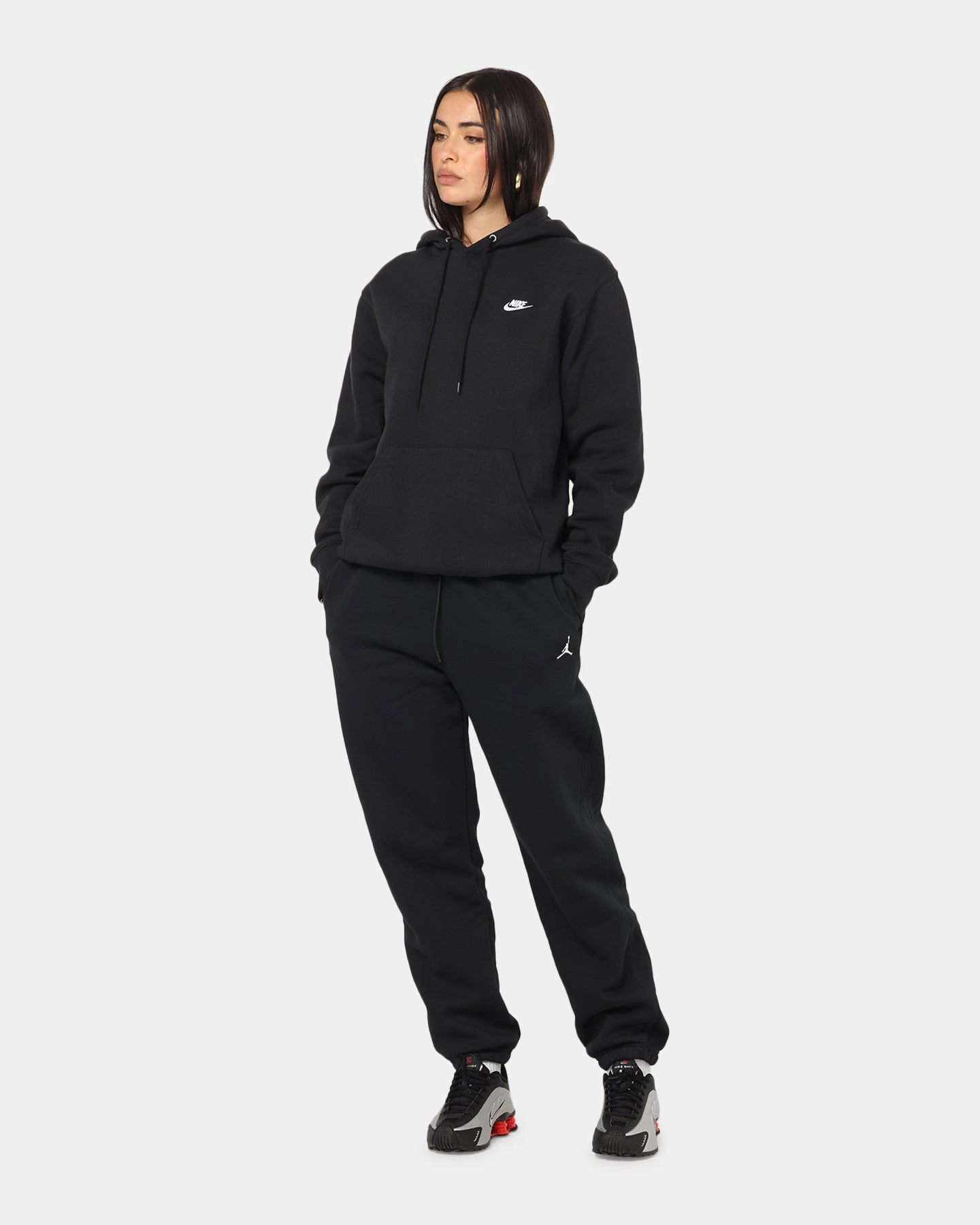 Nike Club Pullover Fleece Hoodie Black/Black/White Minimalist Aesthetic