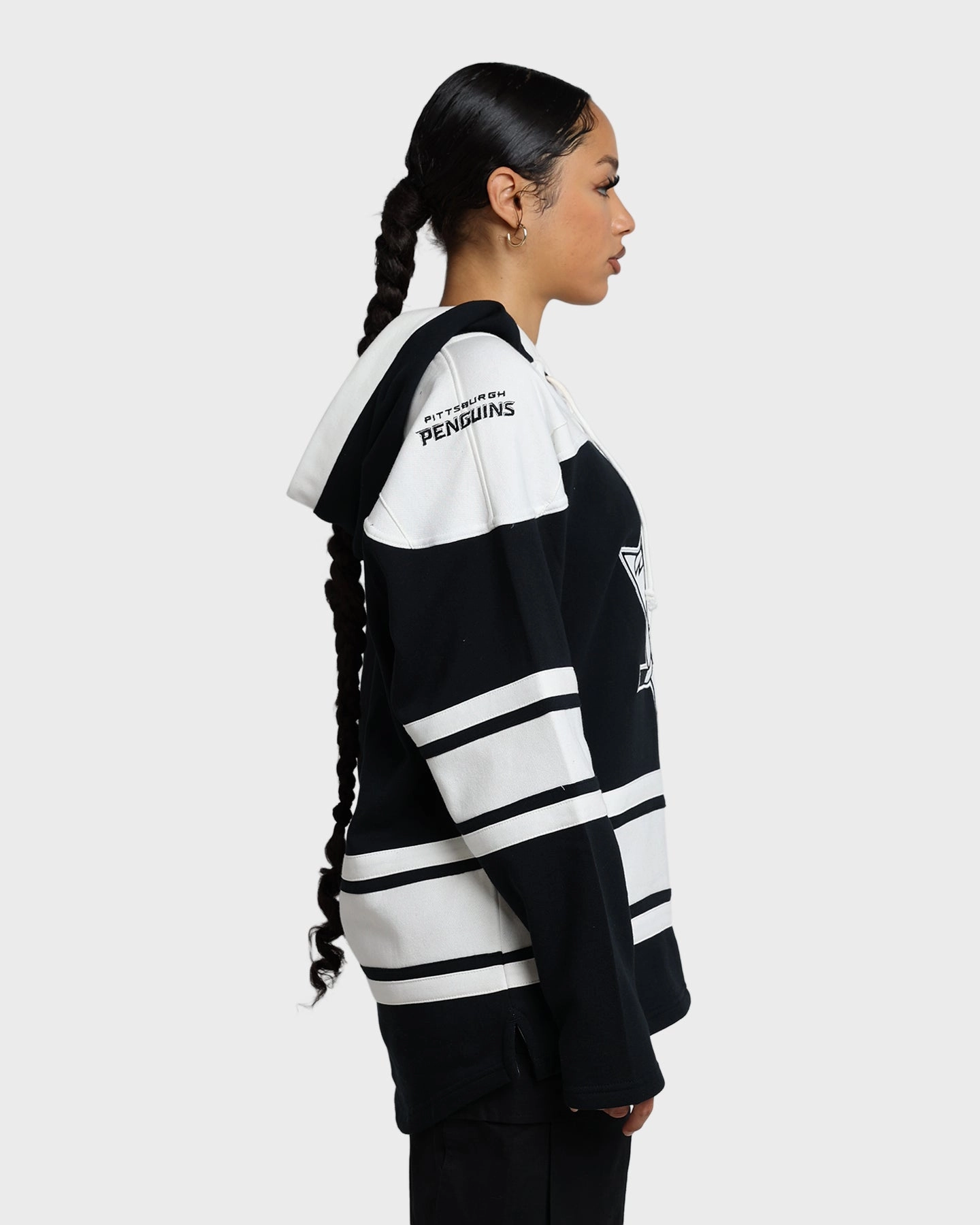 47 Brand Pittsburgh Penguins Superior Lacer Hoodie Jet Black Mascara Hooded Design