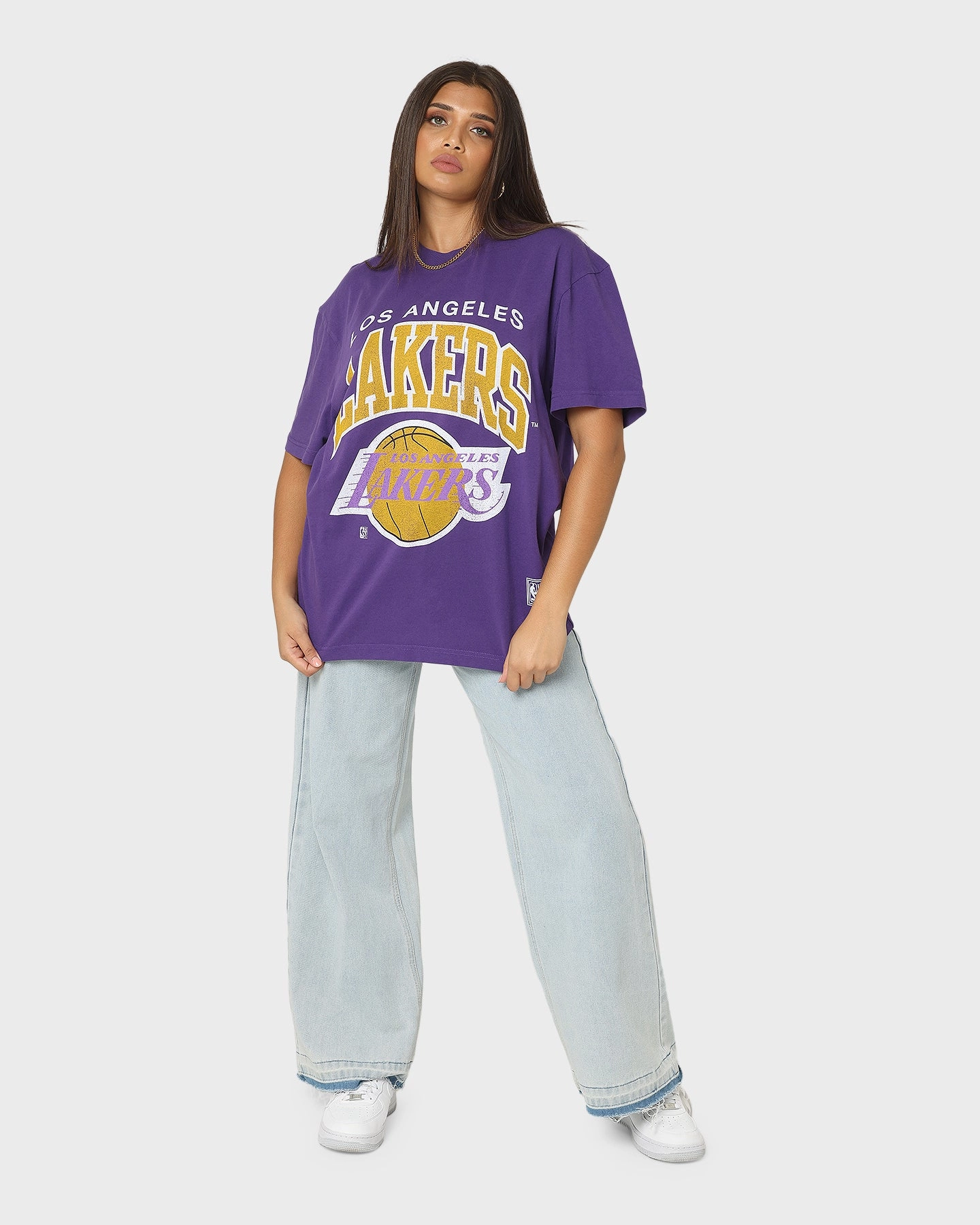Slim Fit Design Pocket Design Mitchell & Ness Los Angeles Lakers XL Arch Vintage T-Shirt Faded Purple