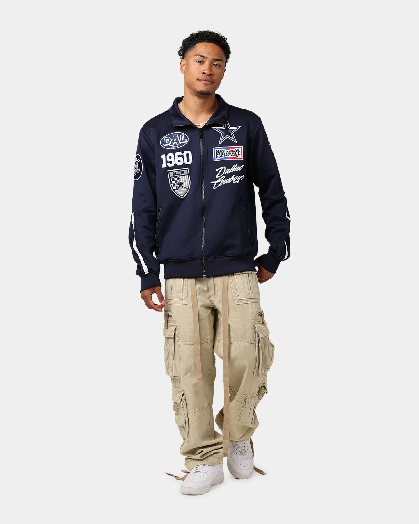 Pro Standard Dallas Cowboys Fast Lane Track Jacket Midnight Navy Quilted Construction Time