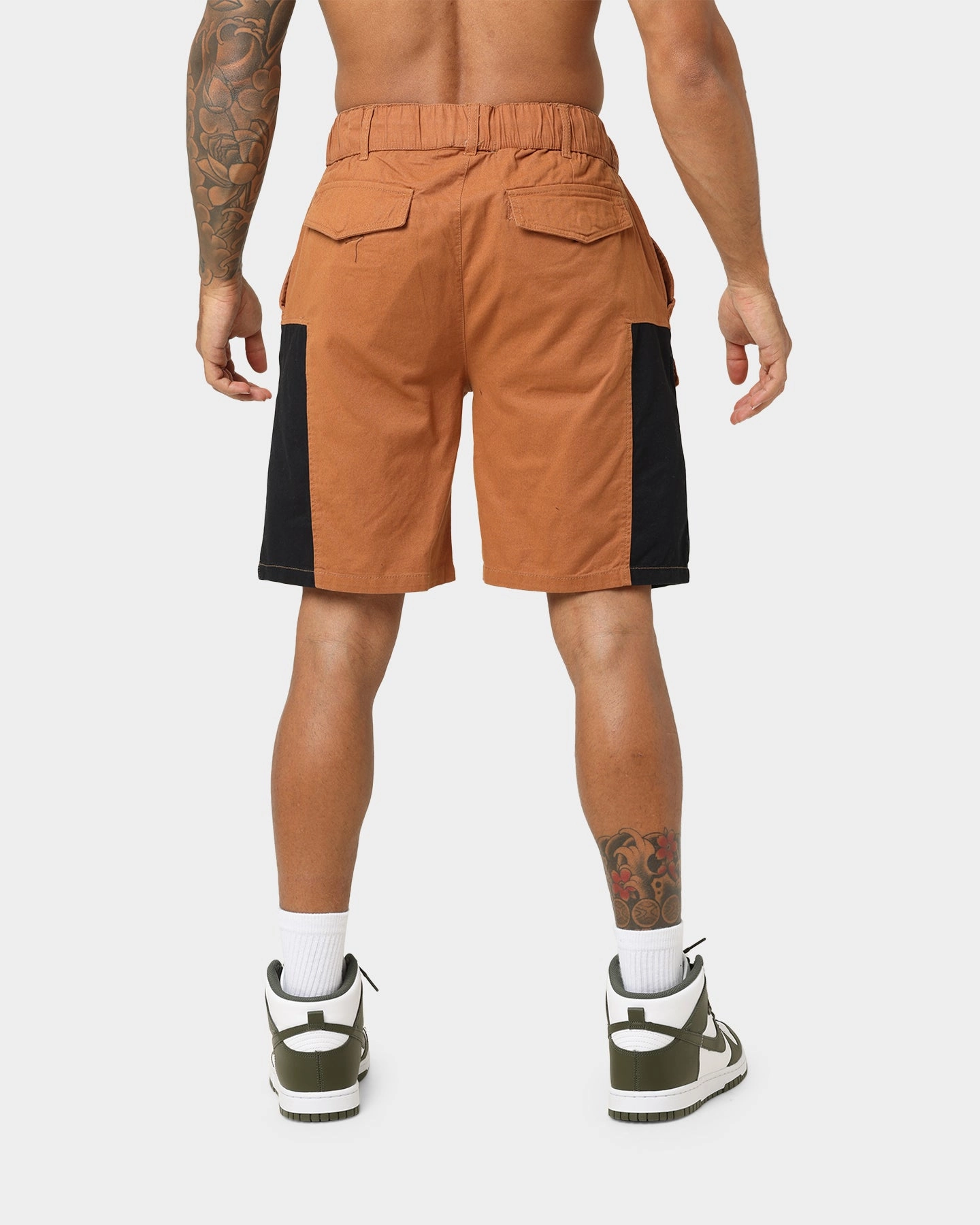 Crooks & Castles Washed Twill Shorts Tan Smooth Texture Ventilated Panels