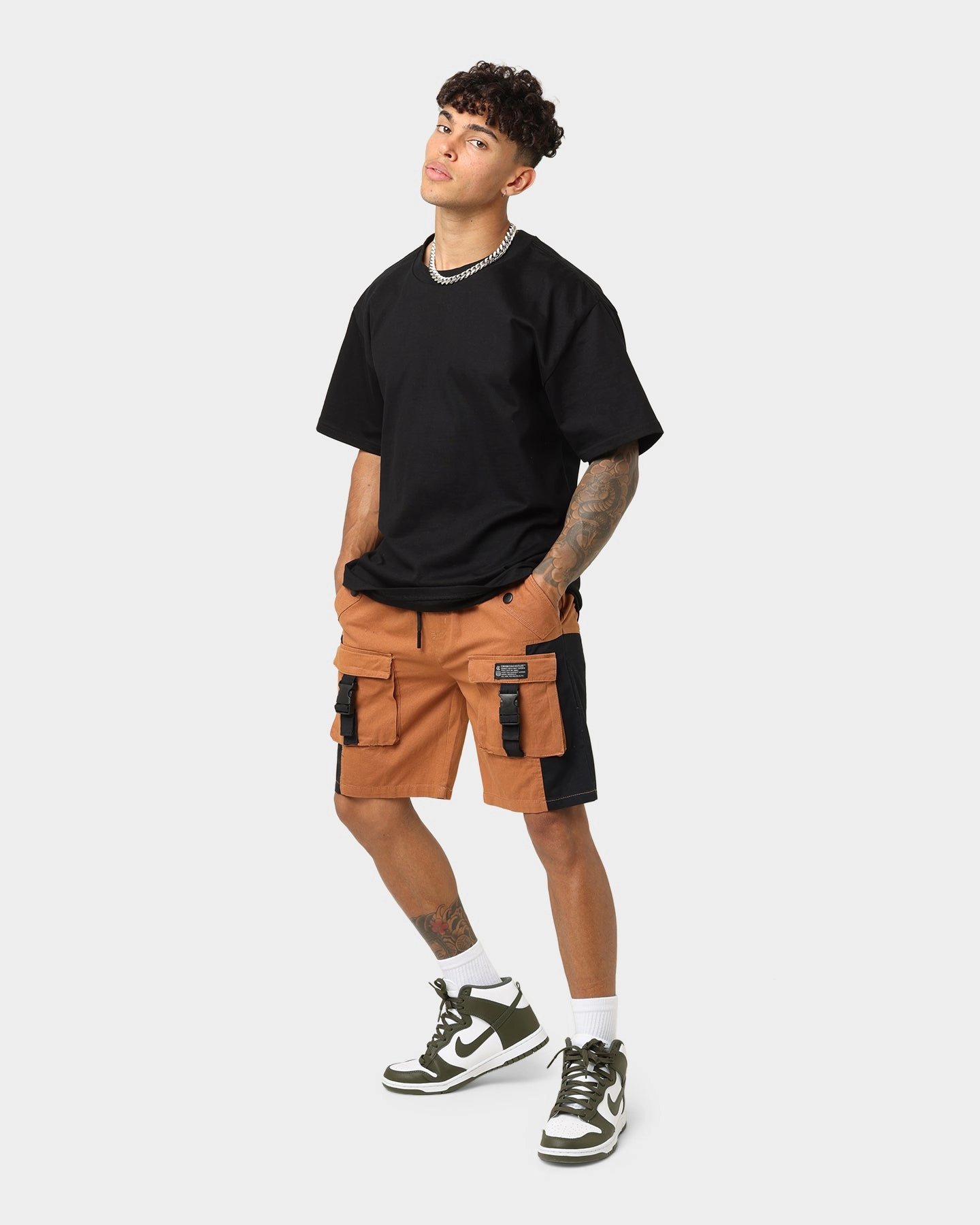 Crooks & Castles Washed Twill Shorts Tan Quick Drying mesh ventilation