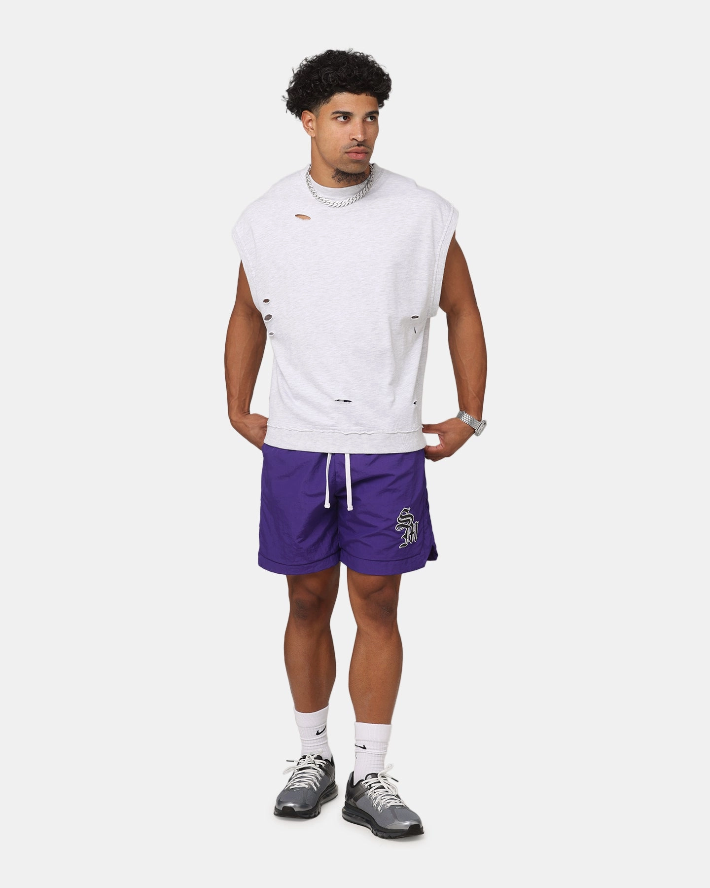 Saint Morta Premium Cut Off Sweat Shirt Light Grey Marle Comfortable Stretch