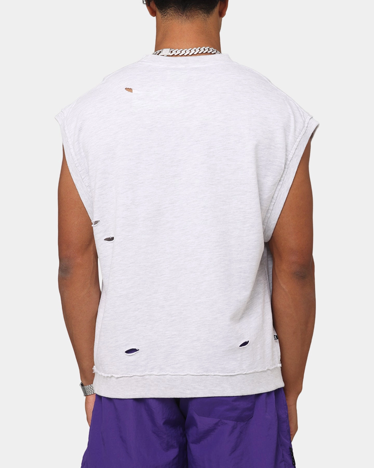 Chic and Cozy Wear Saint Morta Premium Cut Off Sweat Shirt Light Grey Marle