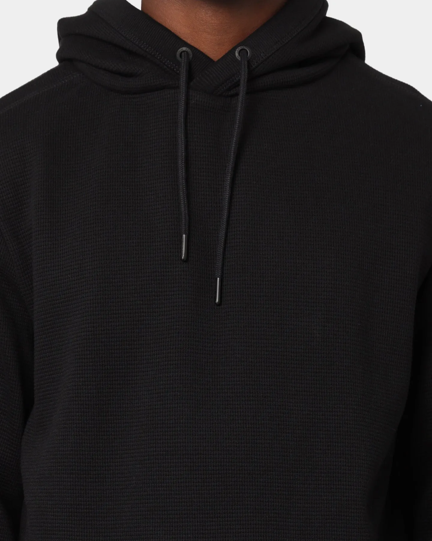 Calvin Klein Mini Waffle Knit Badge Hoodie Black half-zip