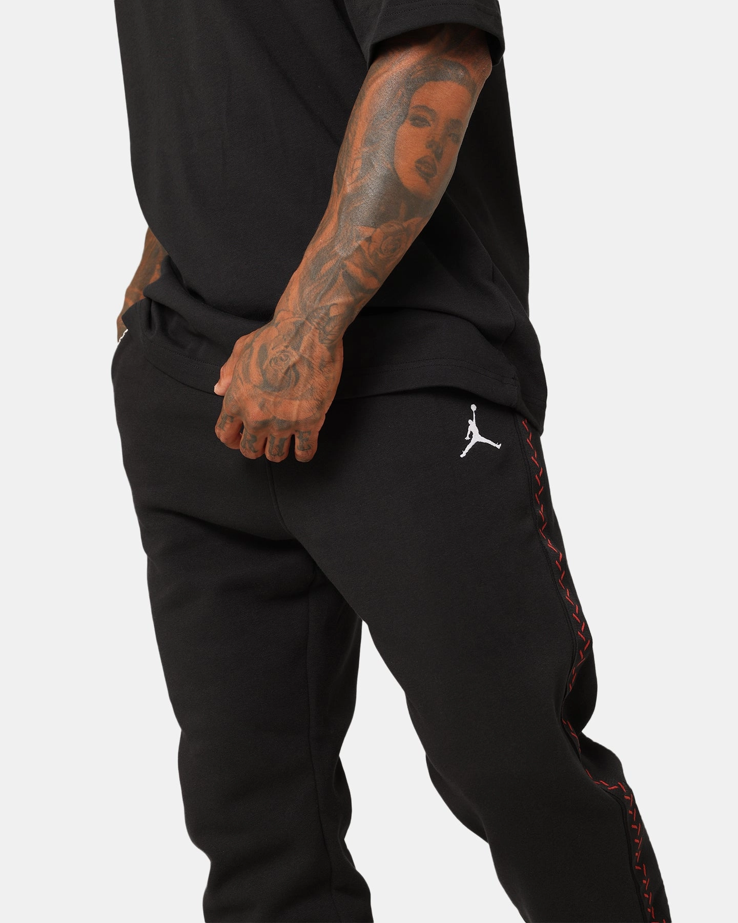Jordan Flight MVP Fleece Pants Black/Dune Red Perfect Fit Flexible Use