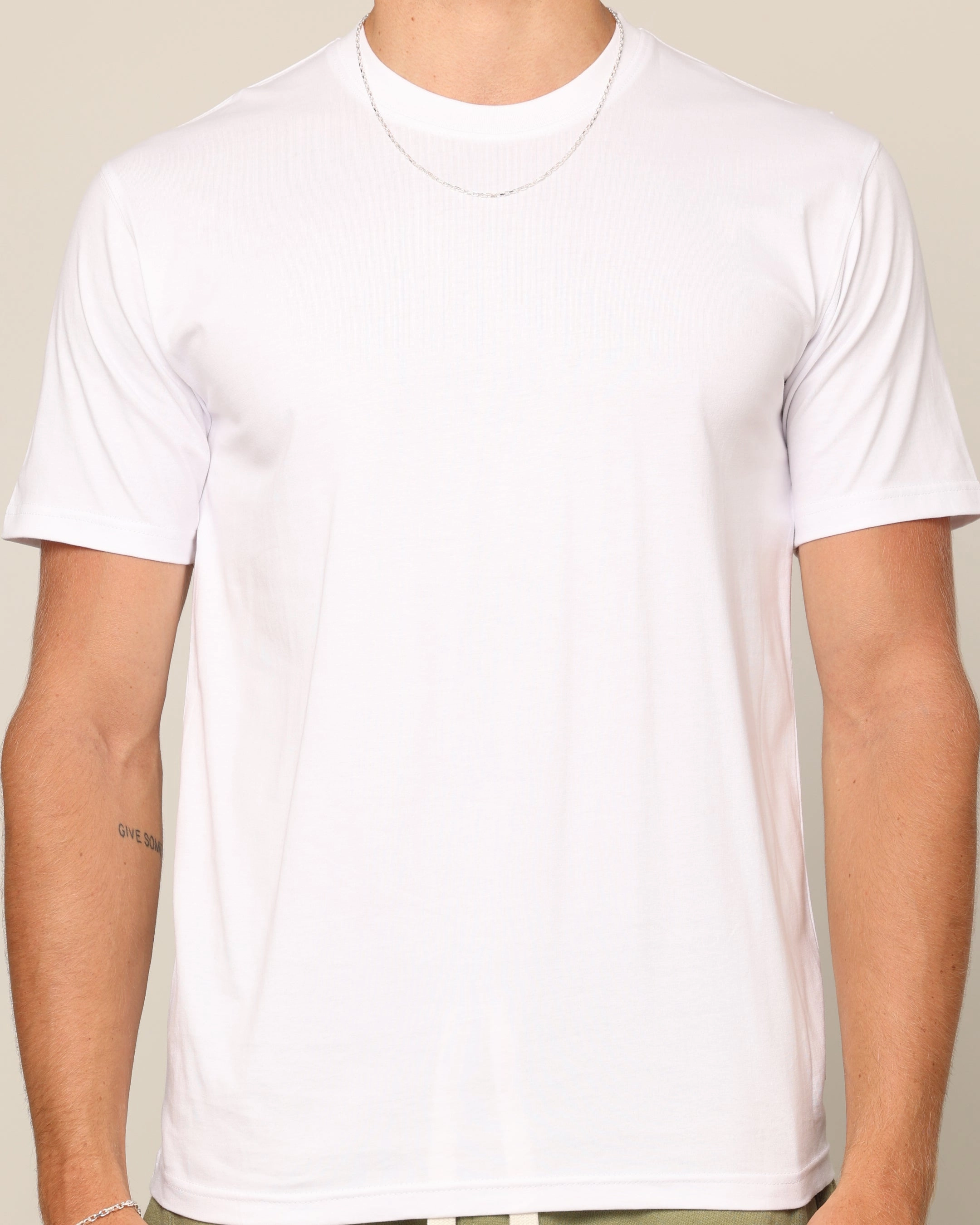 Comfortable Stretch Pre Shrunk Cotton Carr?? Blanc Form T-Shirt White