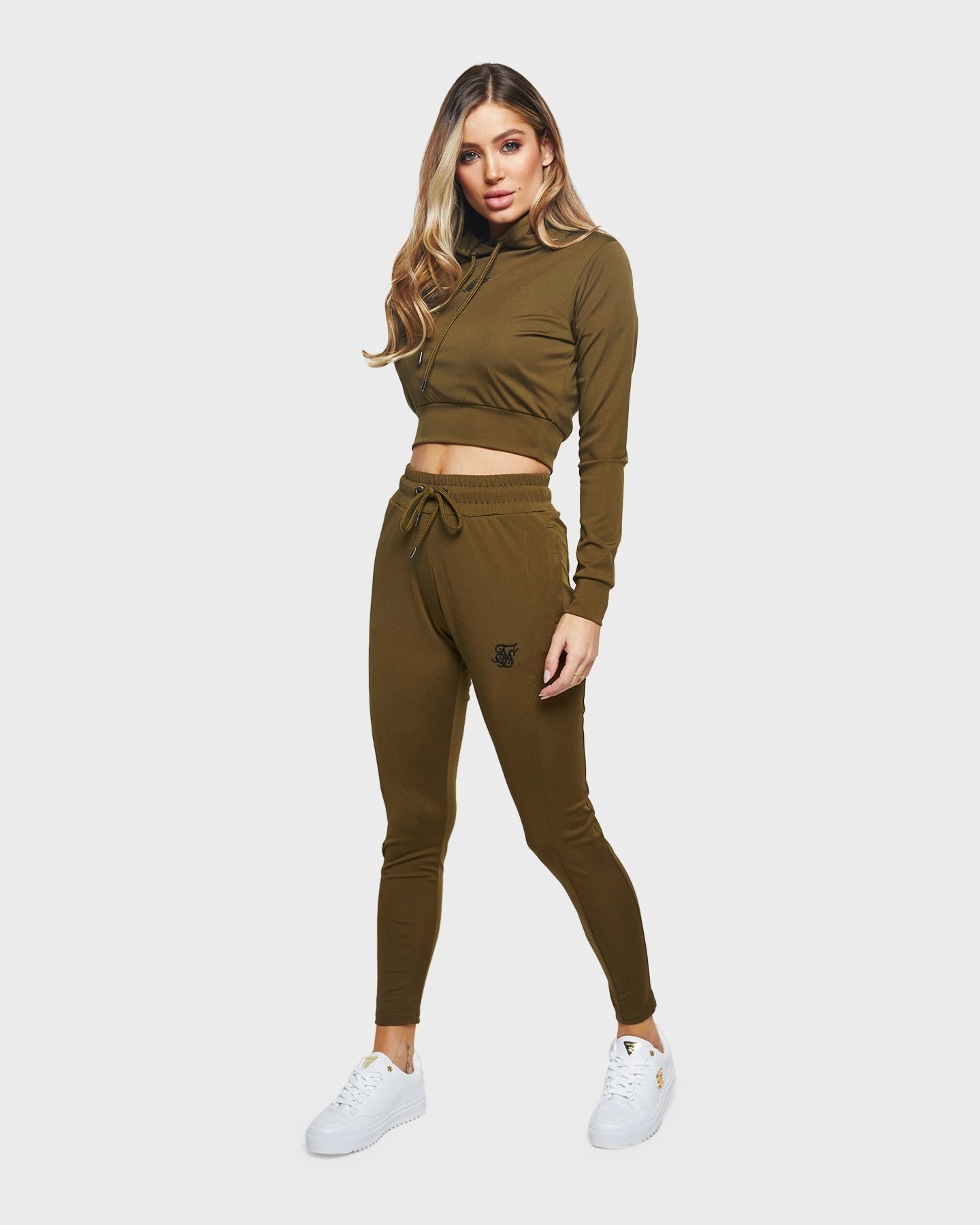 Eco-Friendly Fabric Sik Silk Women's Zonal Track Top Khaki