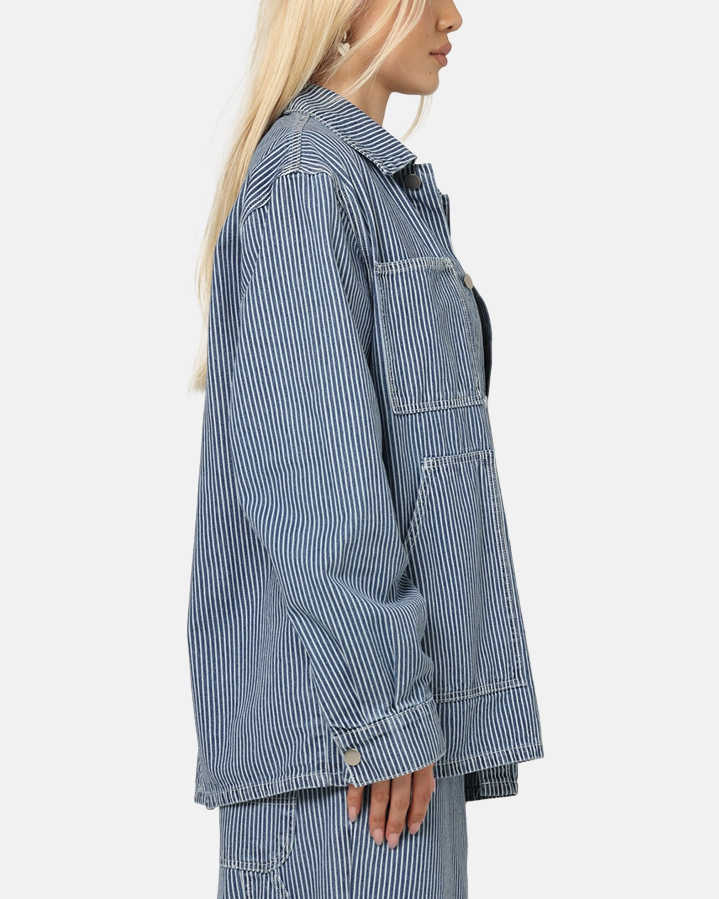 casual outing Machine-washable XXIII Striped Work Jacket Navy Stripe
